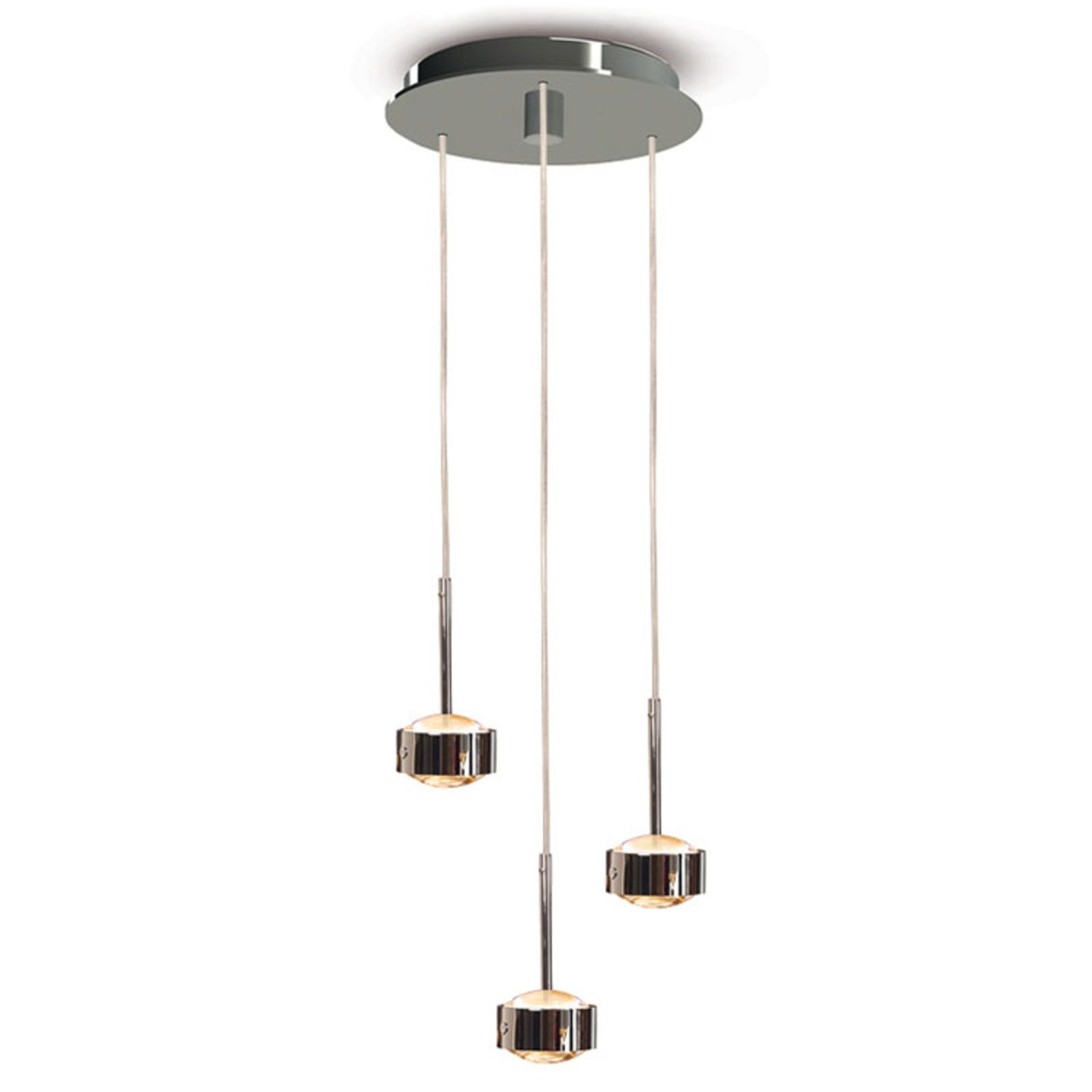 Puk Drop Trio LED viseća svjetiljka, krom