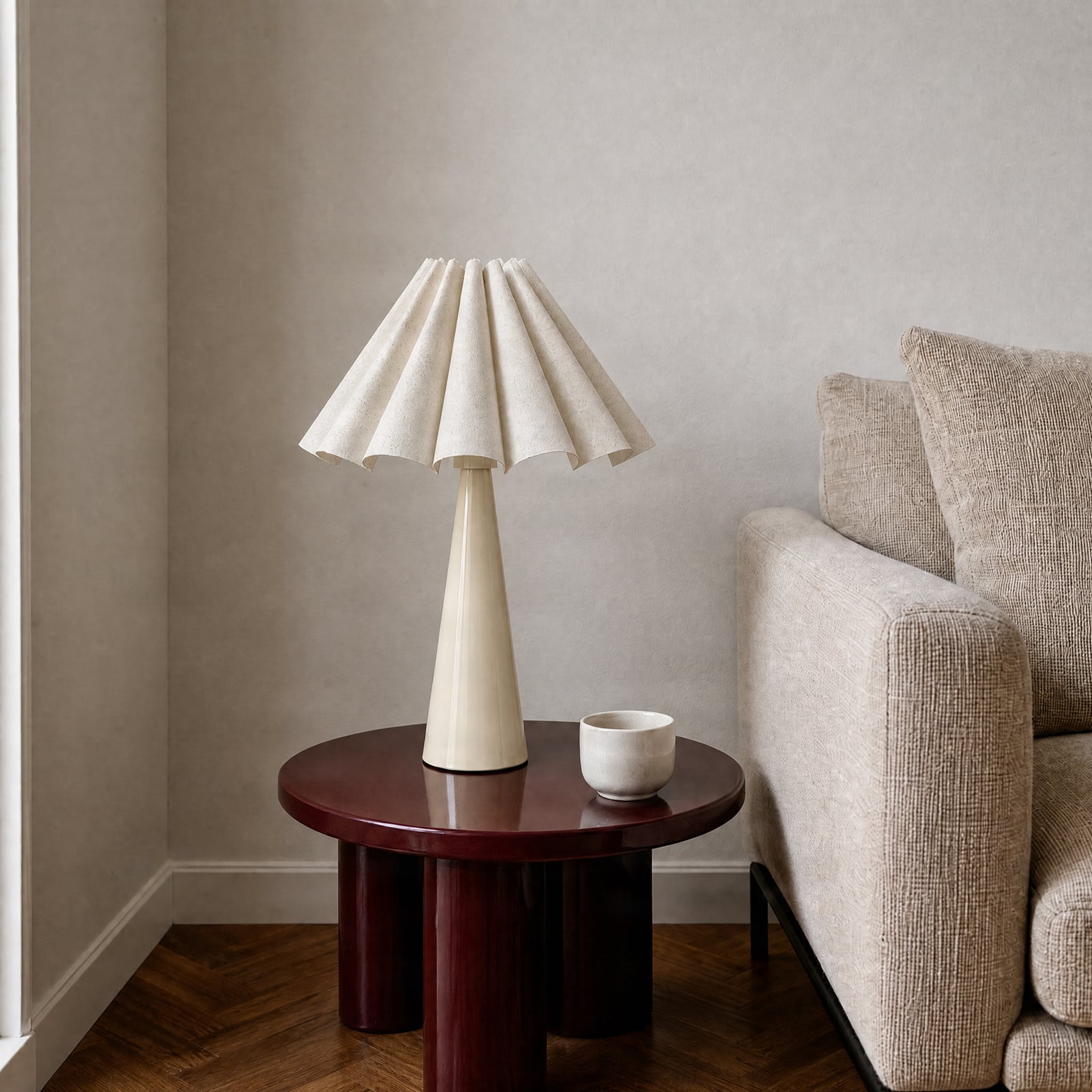 Lindby bordlampe Lotte, beige, 50 cm, metall, tekstil, E27 Lindby bordlampe Lotte, beige, 50 cm, metall, tekstil, E27