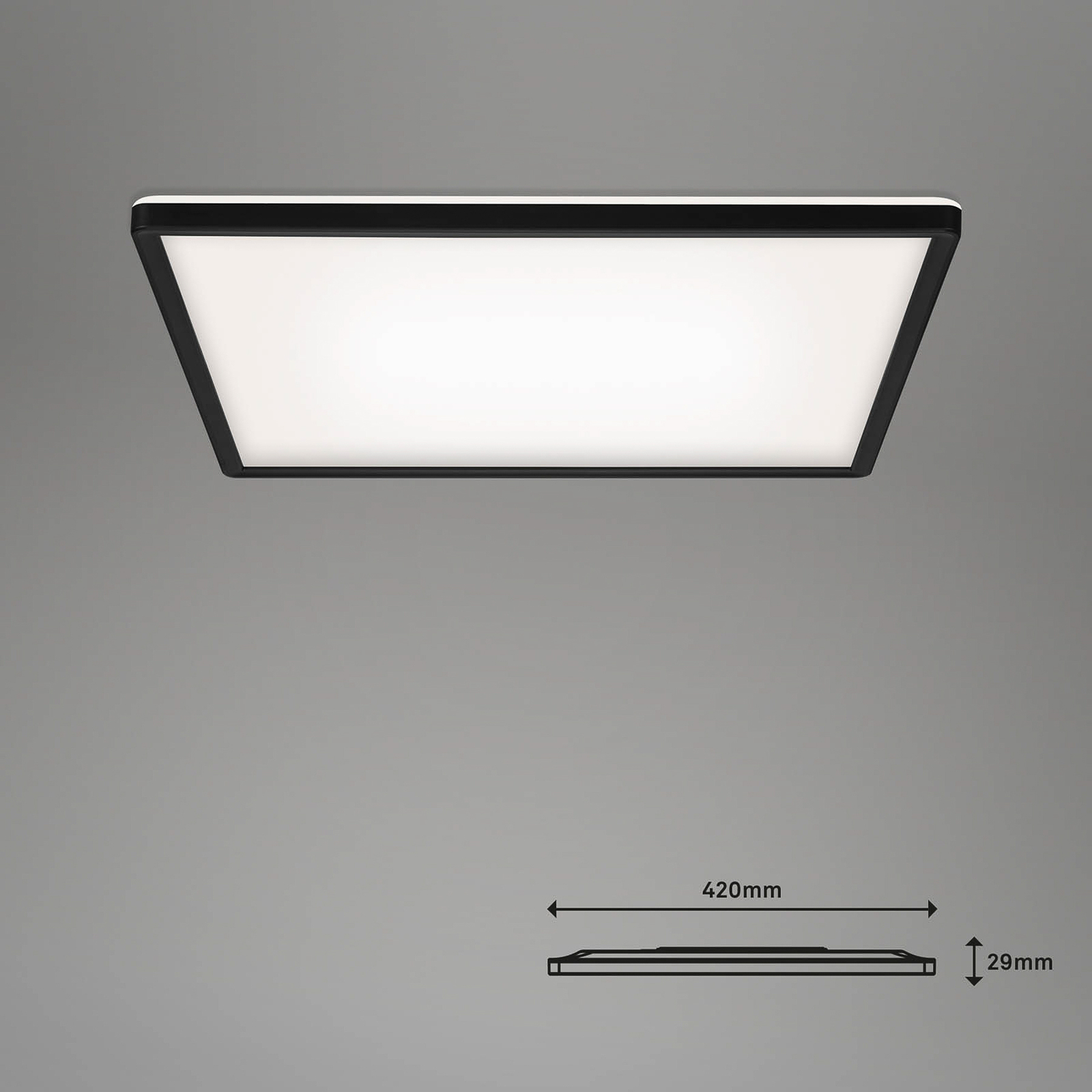 LED-Deckenlampe Slim smart schwarz dim CCT 42x42cm
