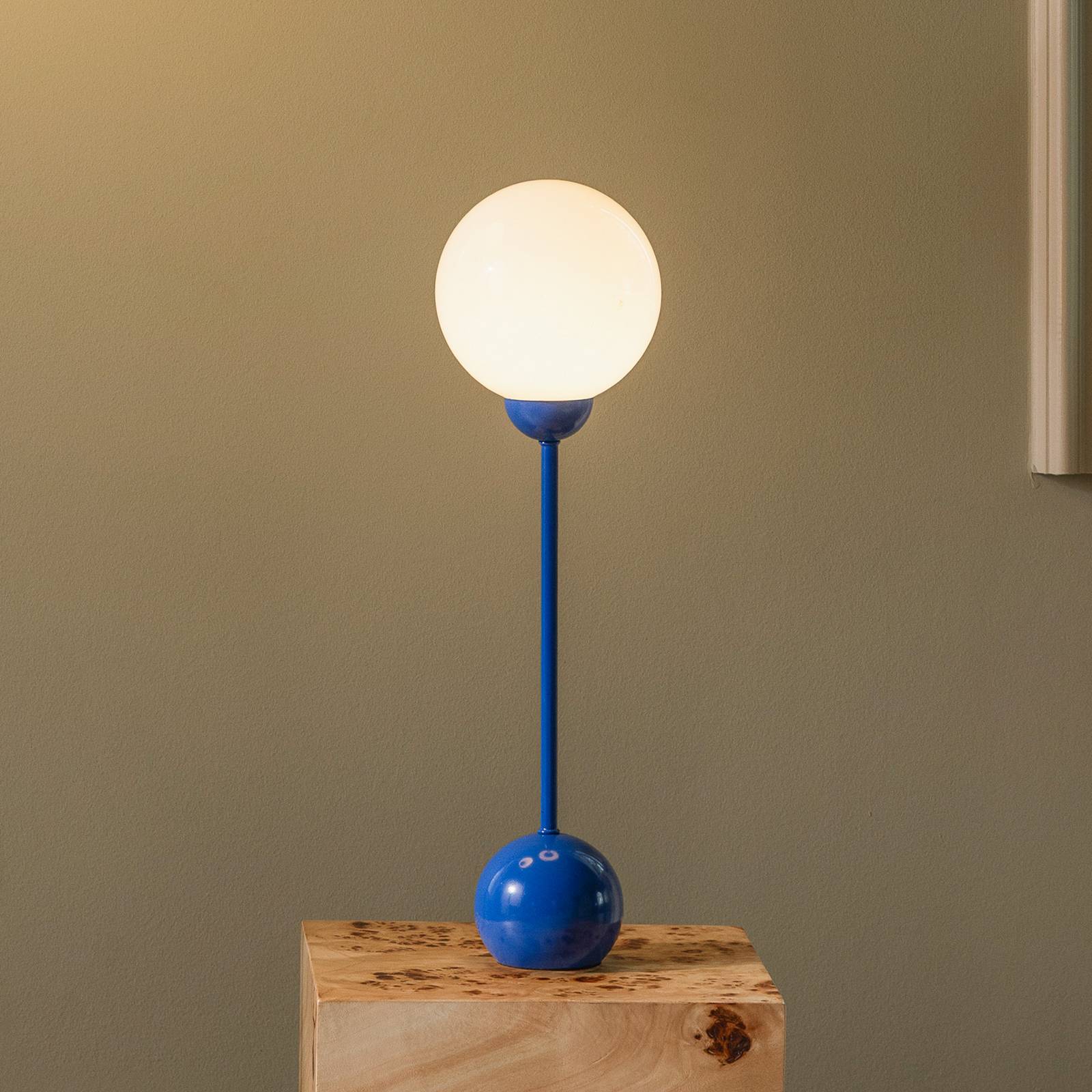 Lampa stołowa Globen Lighting Ripley, niebieska, wysokość 52 cm, żelazo/szkło
