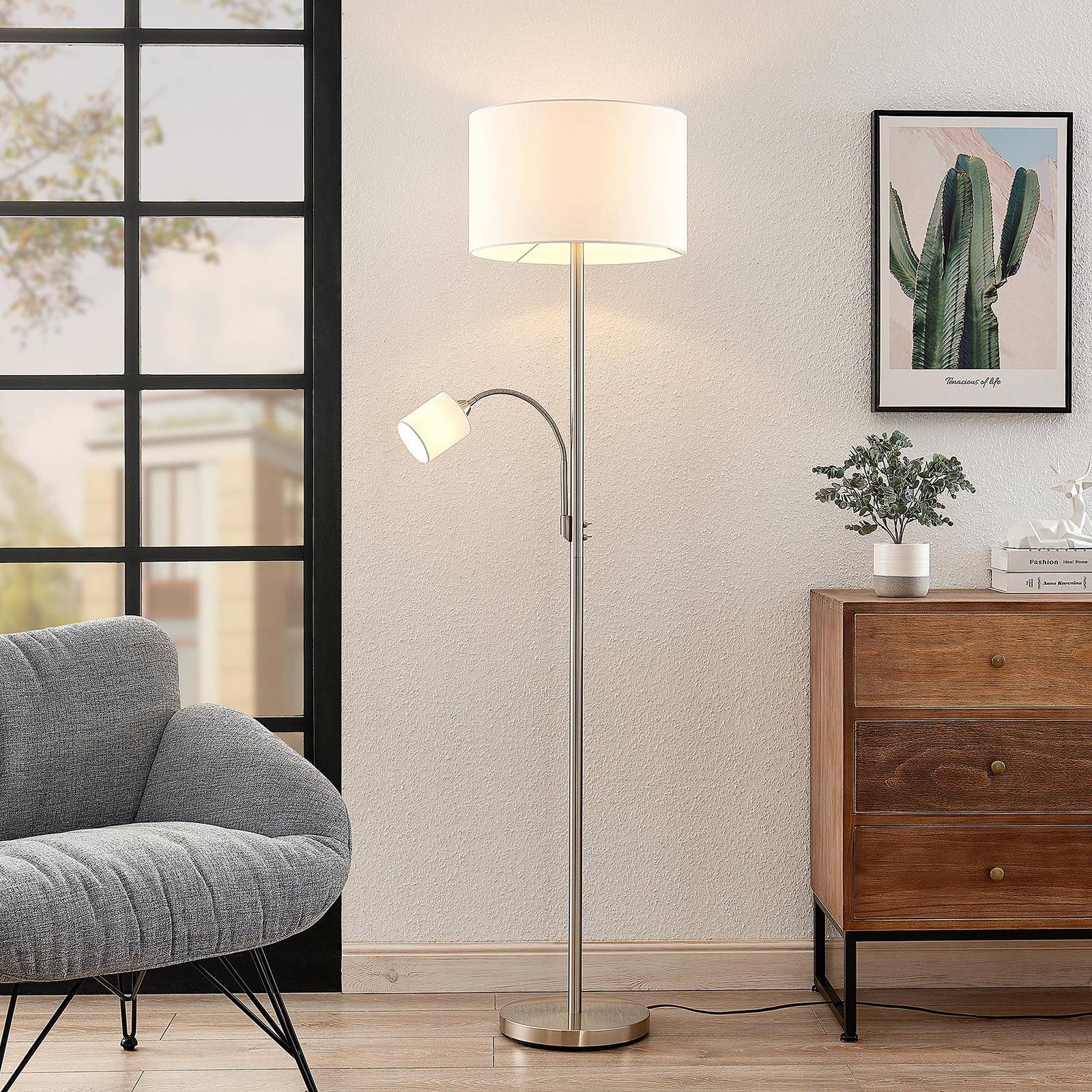 Photos - Chandelier / Lamp Lindby Jaileen floor lamp, reading light, white 