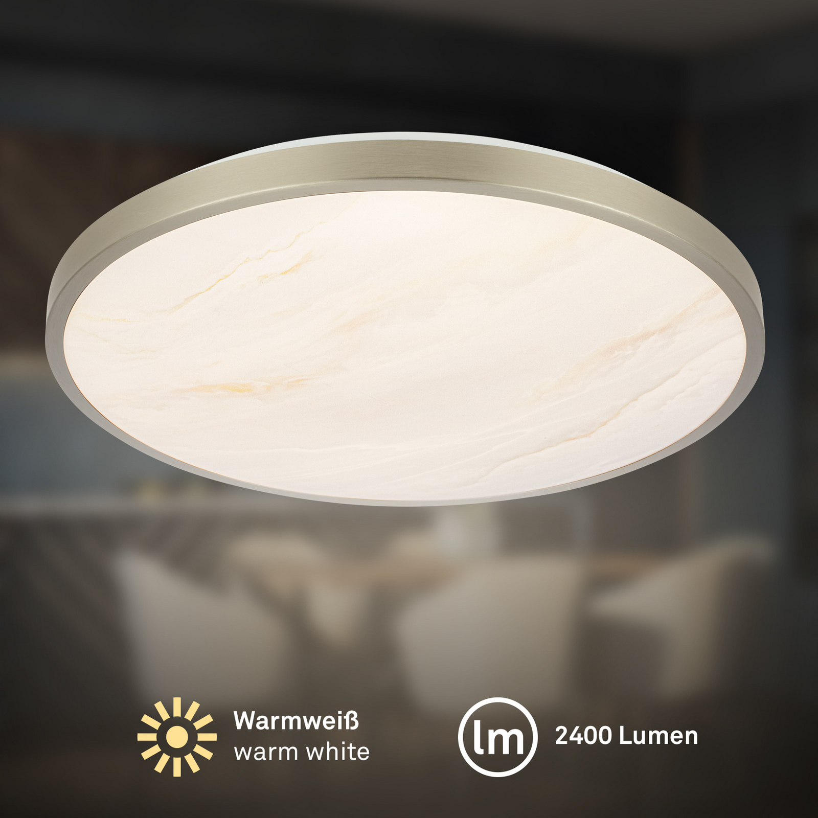 Competo LED ceiling light, 3,000 K, Ø 33 cm, matt nickel