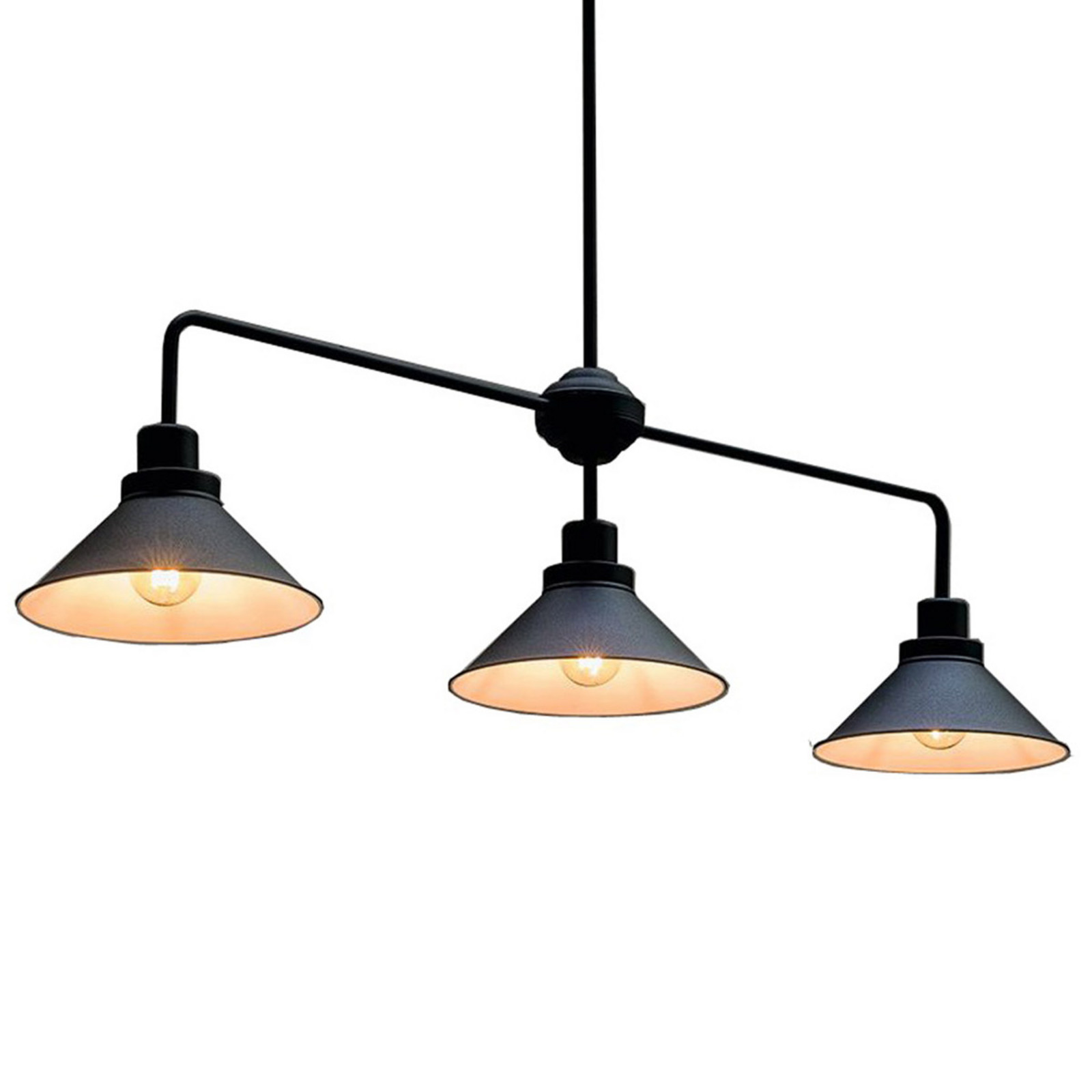 Euluna Lampă suspendată Craft III în negru cu 3 becuri - Camera de zi / sufragerie - negru alb - Metal