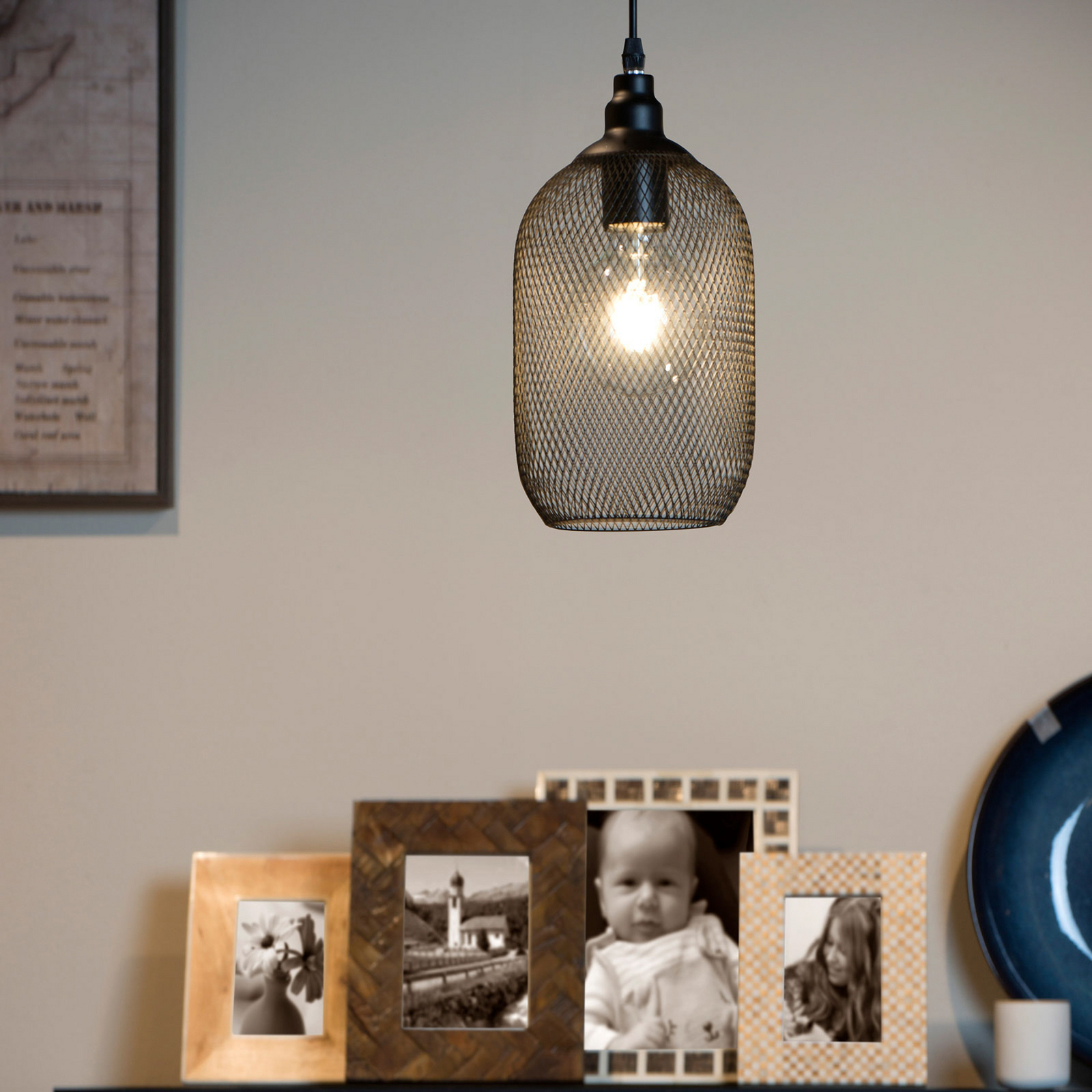 Mesh Pendant Light 1 bulb Black 15 Cm Lights co uk
