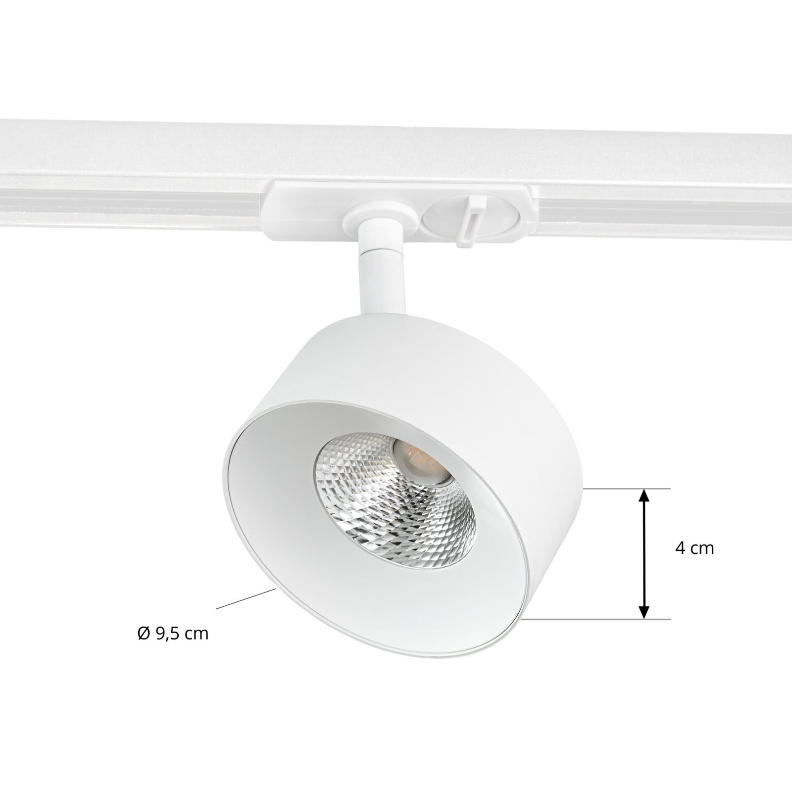 Lindby LED-skinnespot Linaro, hvid, Ø 9,5 cm, 3.000 K