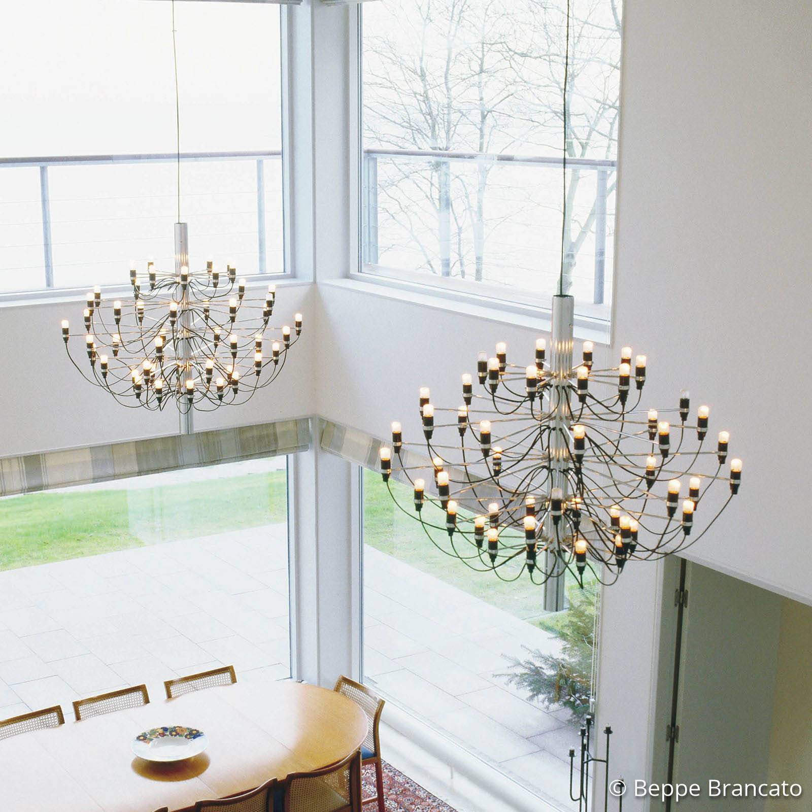Żyrandol LED FLOS 2097/50, matowy, chromowany