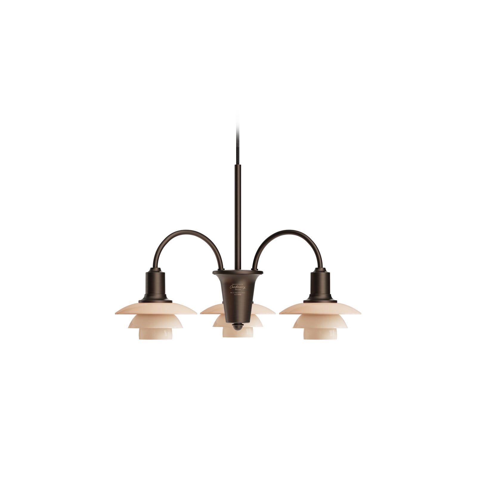 Louis Poulsen Lustre PH 1/1, laiton bruni, à 3 lampes. Louis Poulsen Lustre PH 1/1, laiton bruni, à 3 lampes.