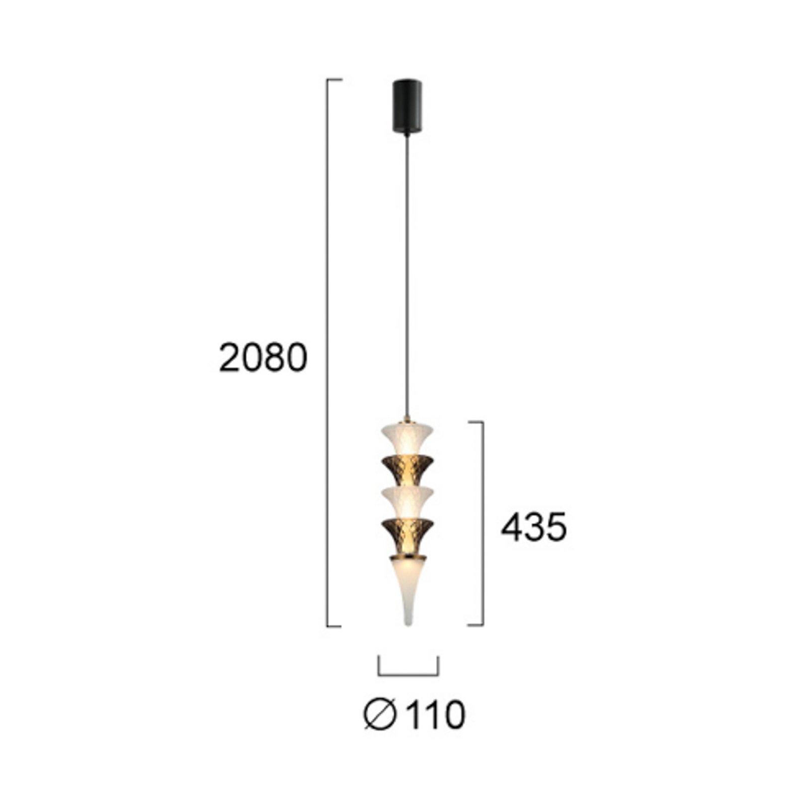LED-pendellampe Venera, høyde 43 cm, hvit/brun, glass