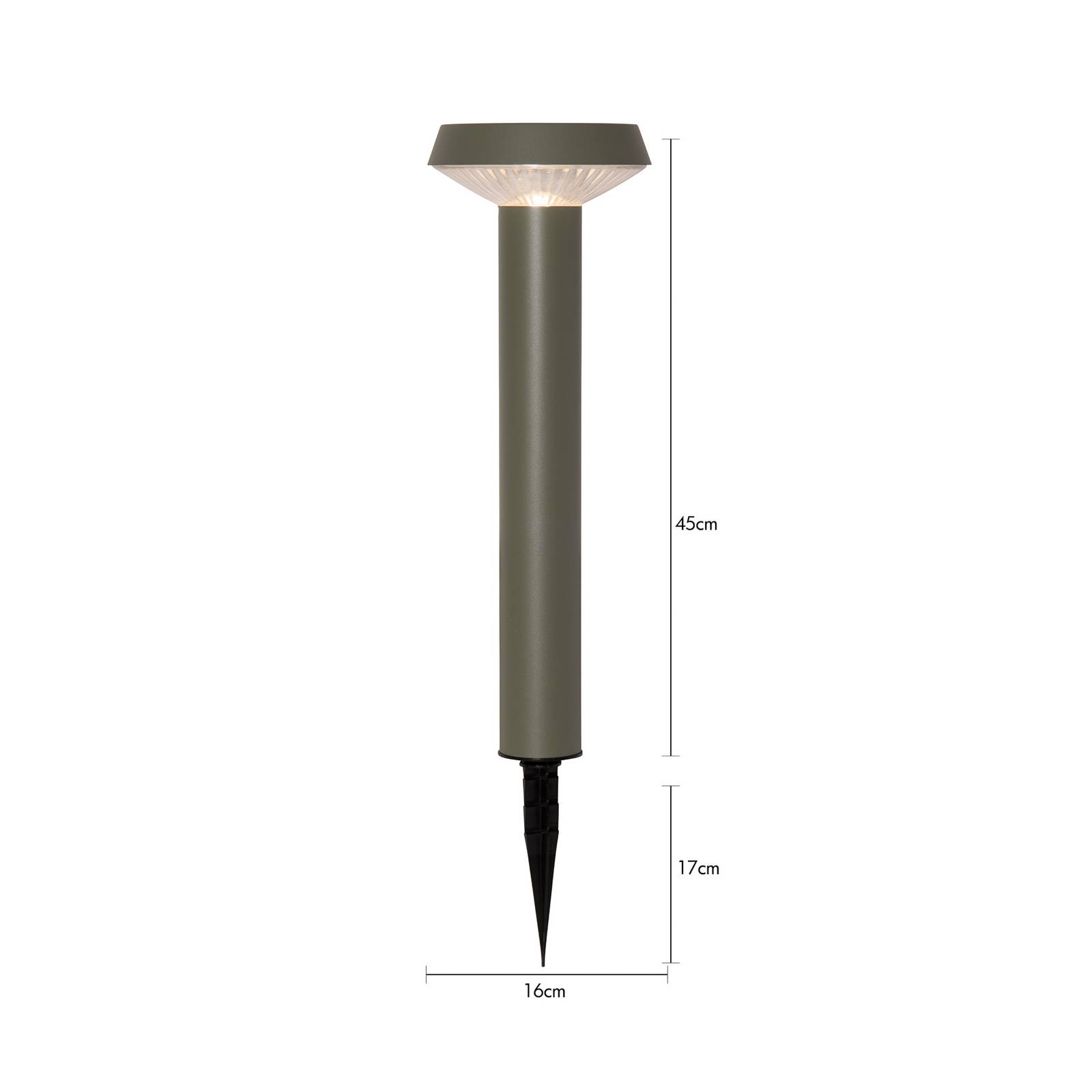 Lampa z grotem ziemnym LED na wbijak „Casa”, zielona, wysokość 45 cm