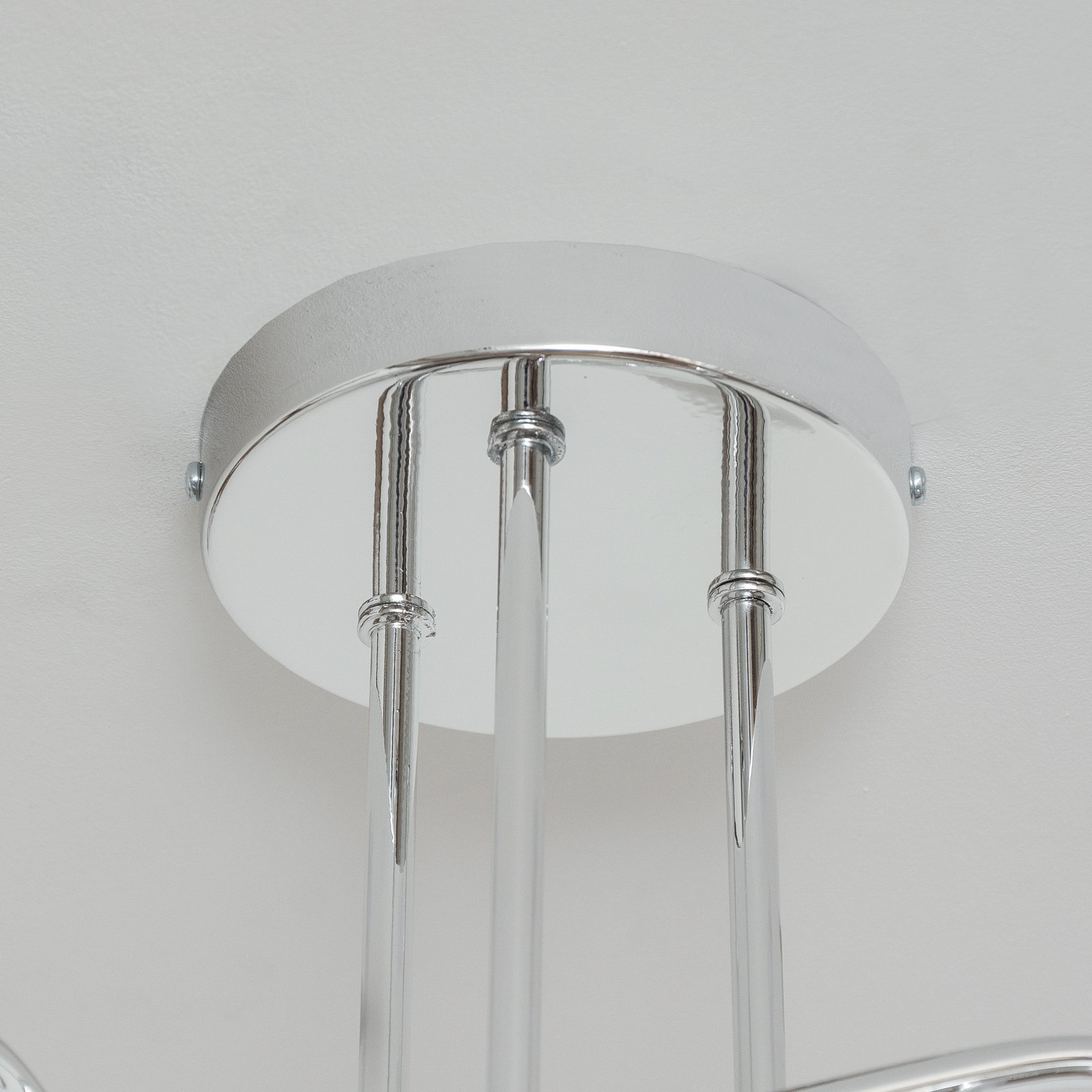 Plafonnier Oxford, chrome, à 3 lampes, Ø 44 cm, métal