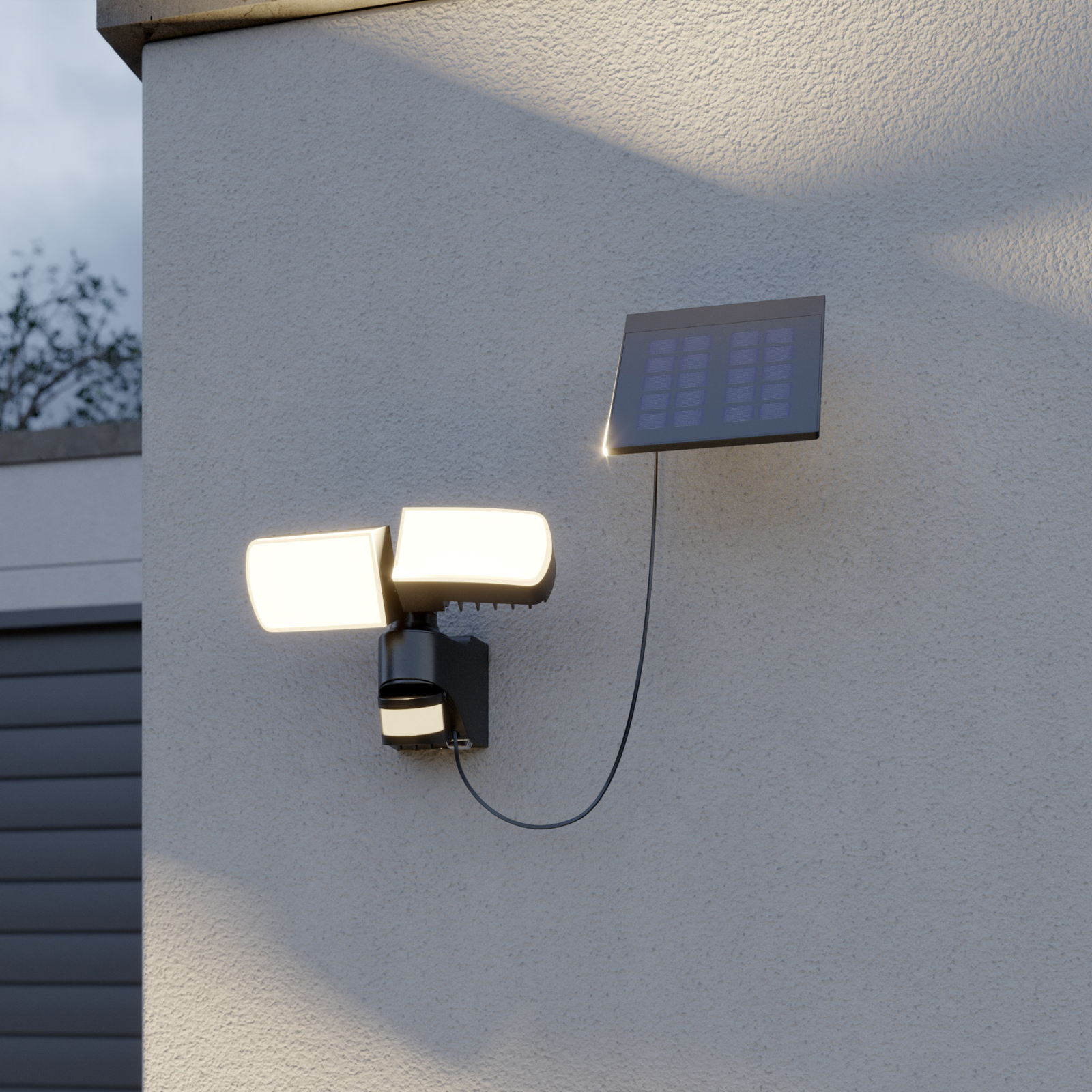 Arcchio Lissano LED-solcelle-veggspot med sensor