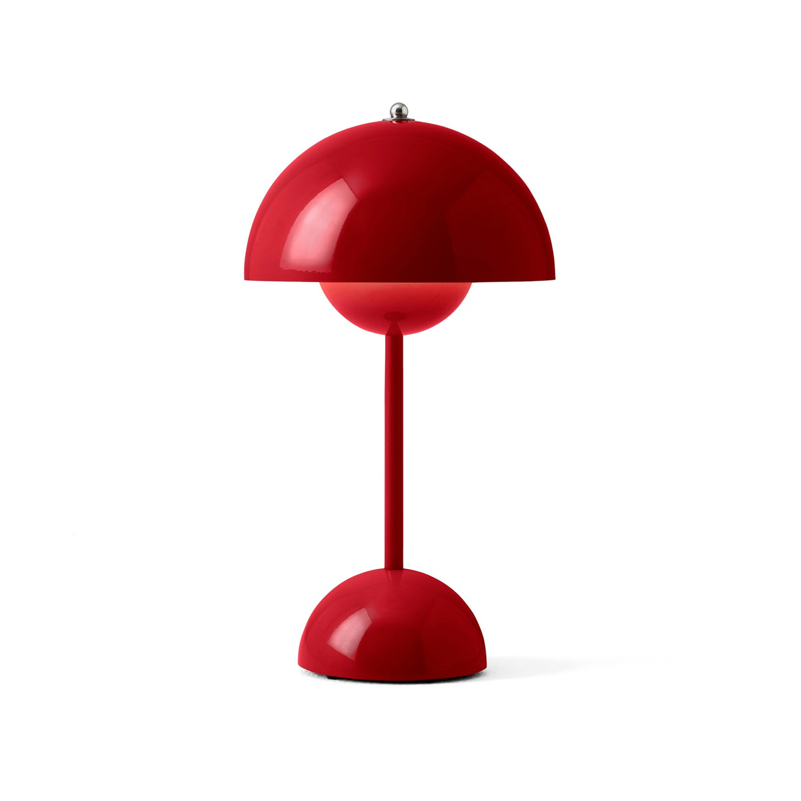 &Tradičná LED dobíjacia stolná lampa Flowerpot VP9, vermilionovo červená