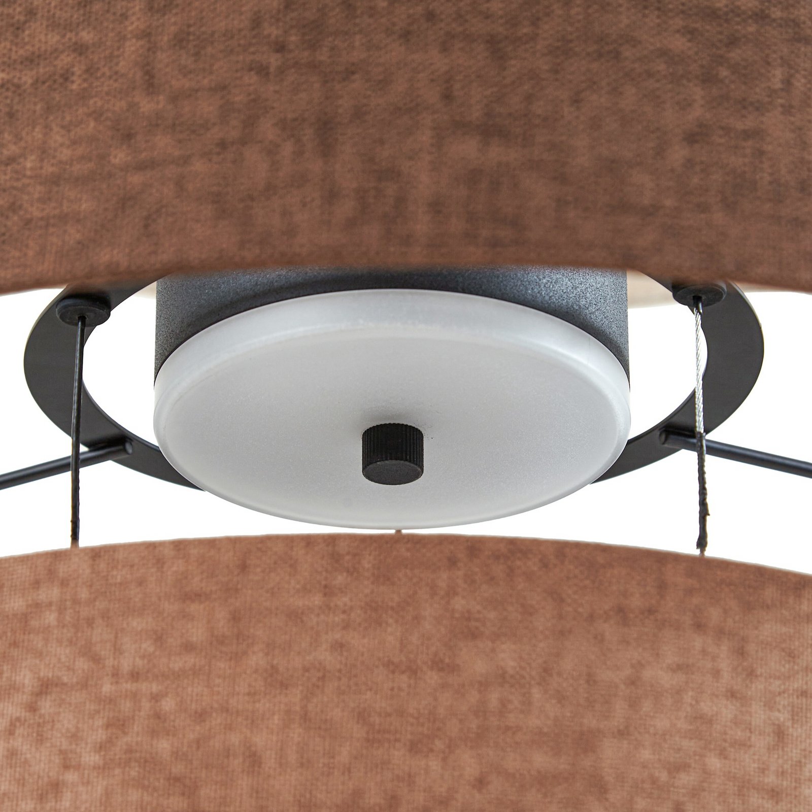 Lucande LED-riippvalgustid Peldano, Ø50 cm pruun/beež, astmeliselt reguleeritav