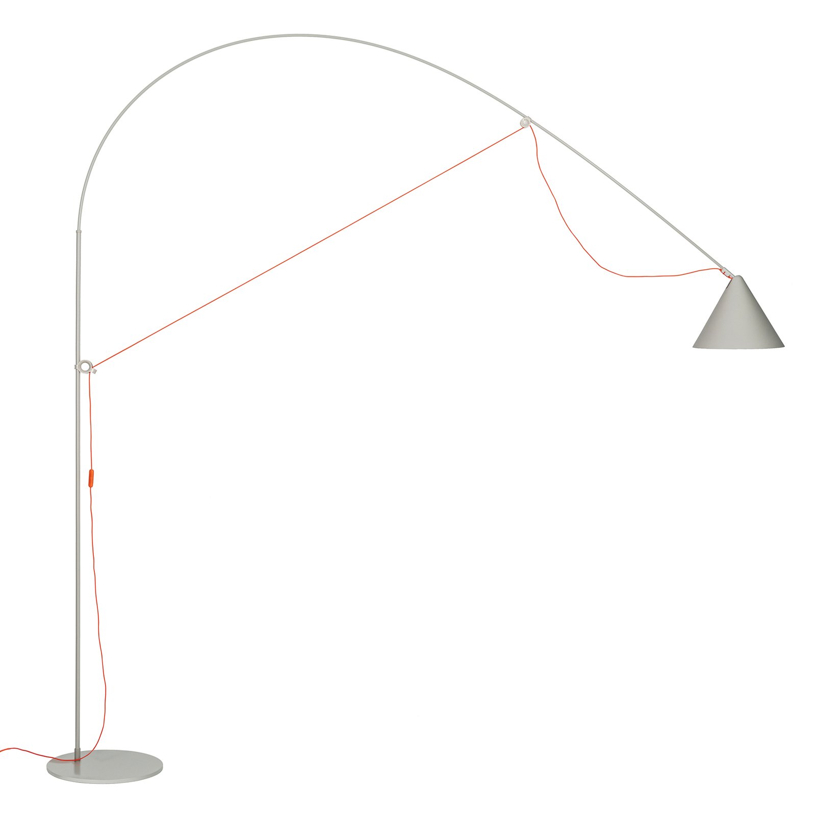 midgard LED floor lamp AYNO XL, grey/orange, 3,000 K 290 cm