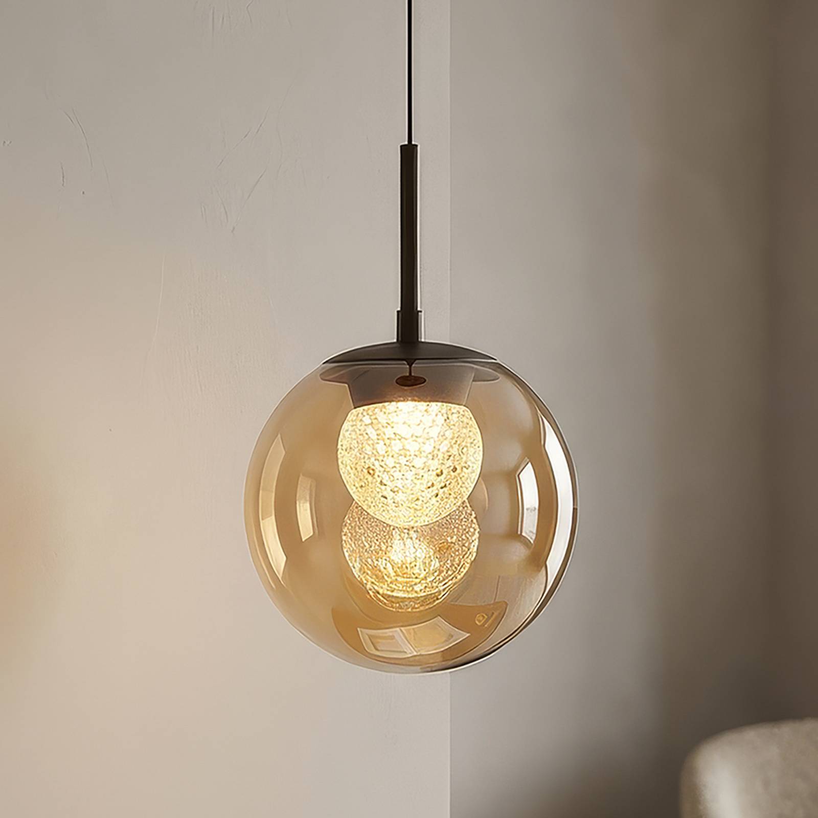 Żyrandol LED Solis, 1-punktowy, brązowy, szkło, 2 700 K
