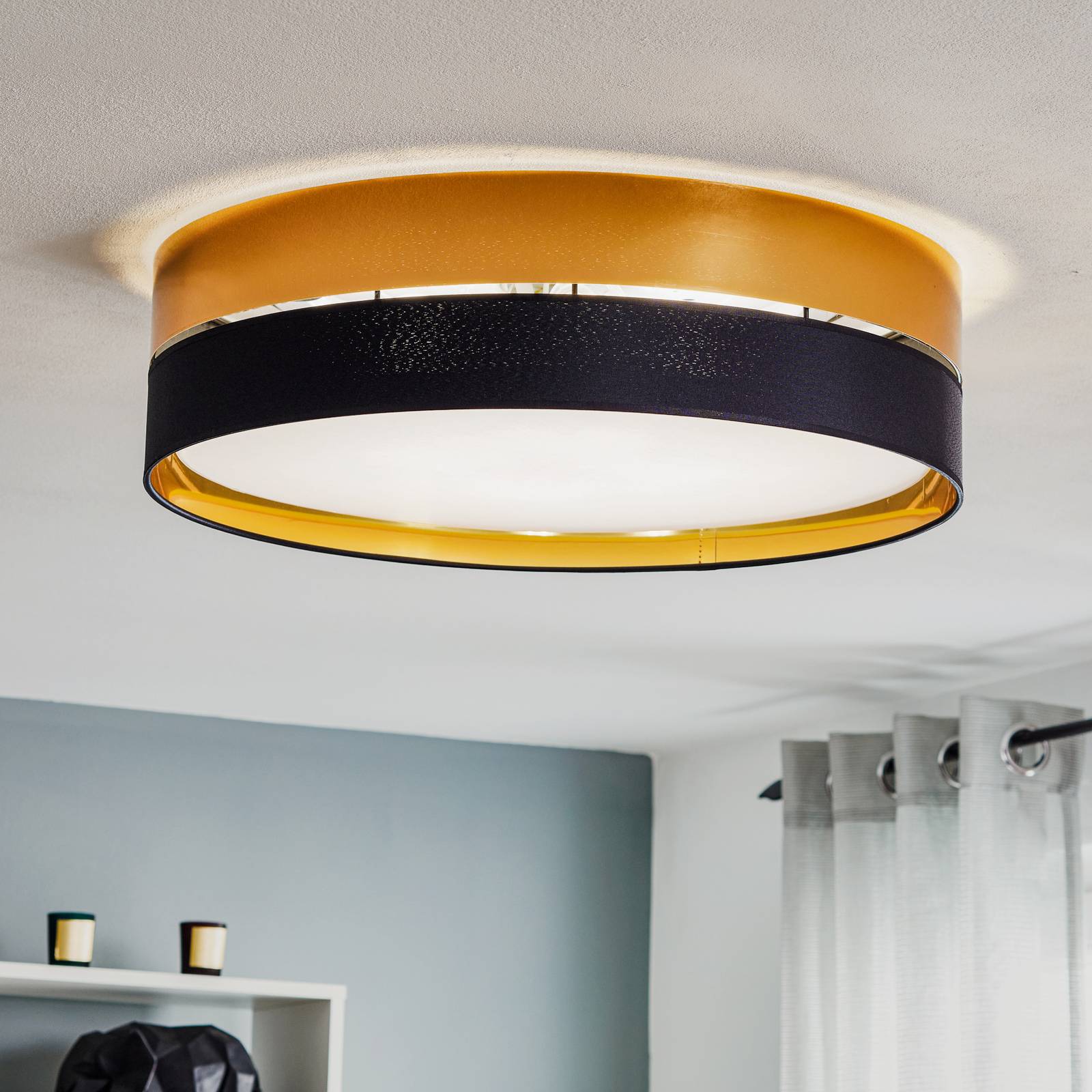 Deckenleuchte Hilton, schwarz/gold, Ø 60cm
