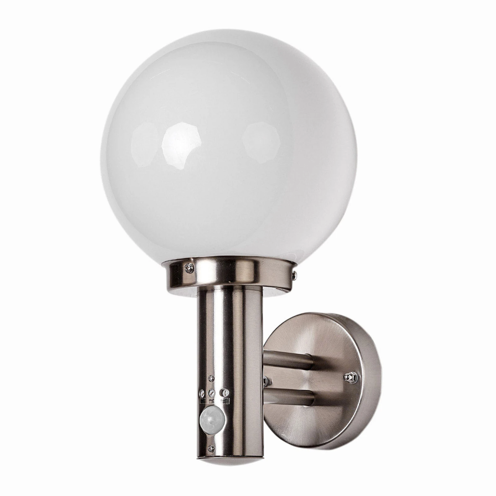 Lindby Außenwandlampe Nada, Edelstahl, Glas, Sensor, E27