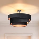 Lindby Deckenlampe Jusari, schwarz, Textil, Ø 56 cm, E27