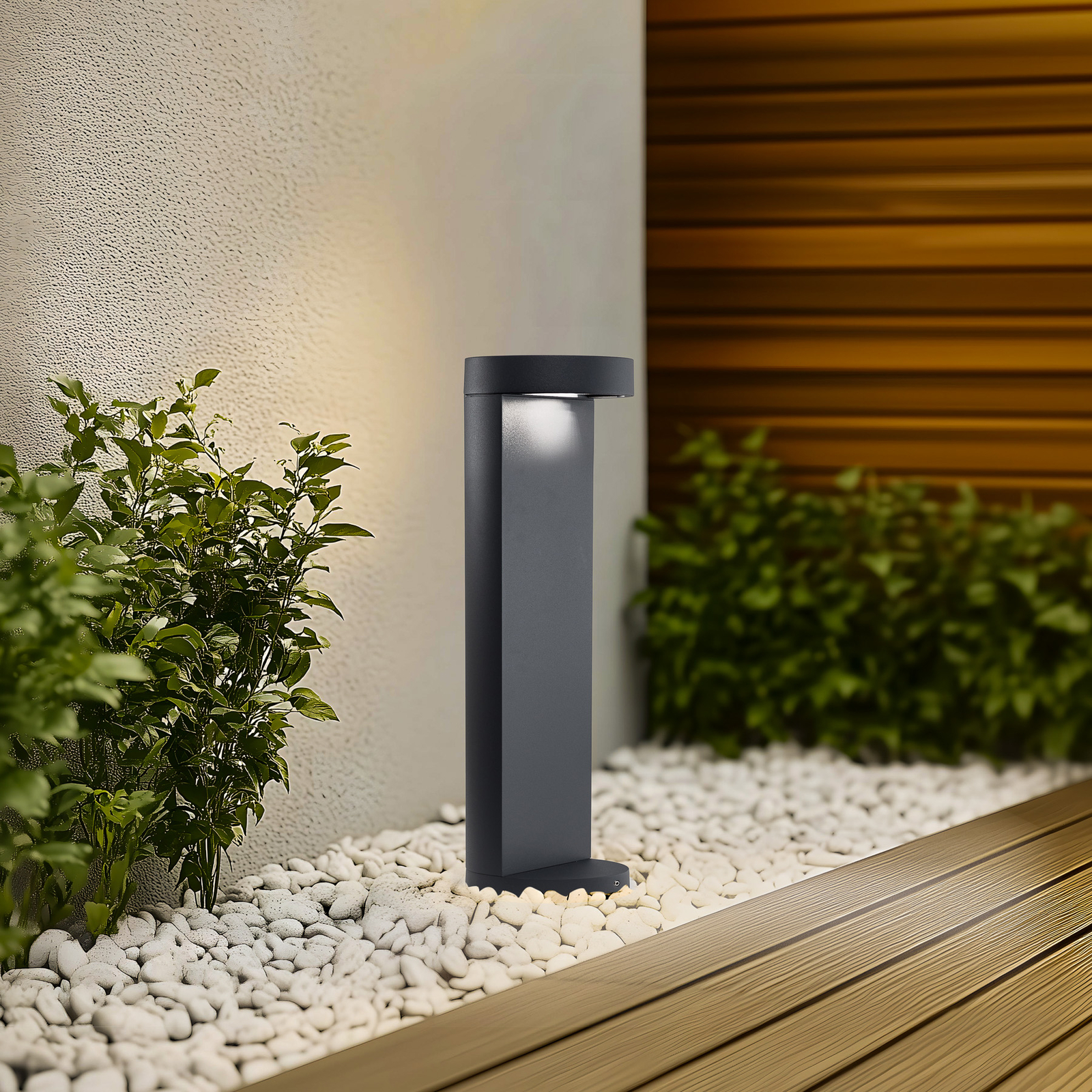 BEGA LED pedestal light 84749, graphite, cast aluminium, glass