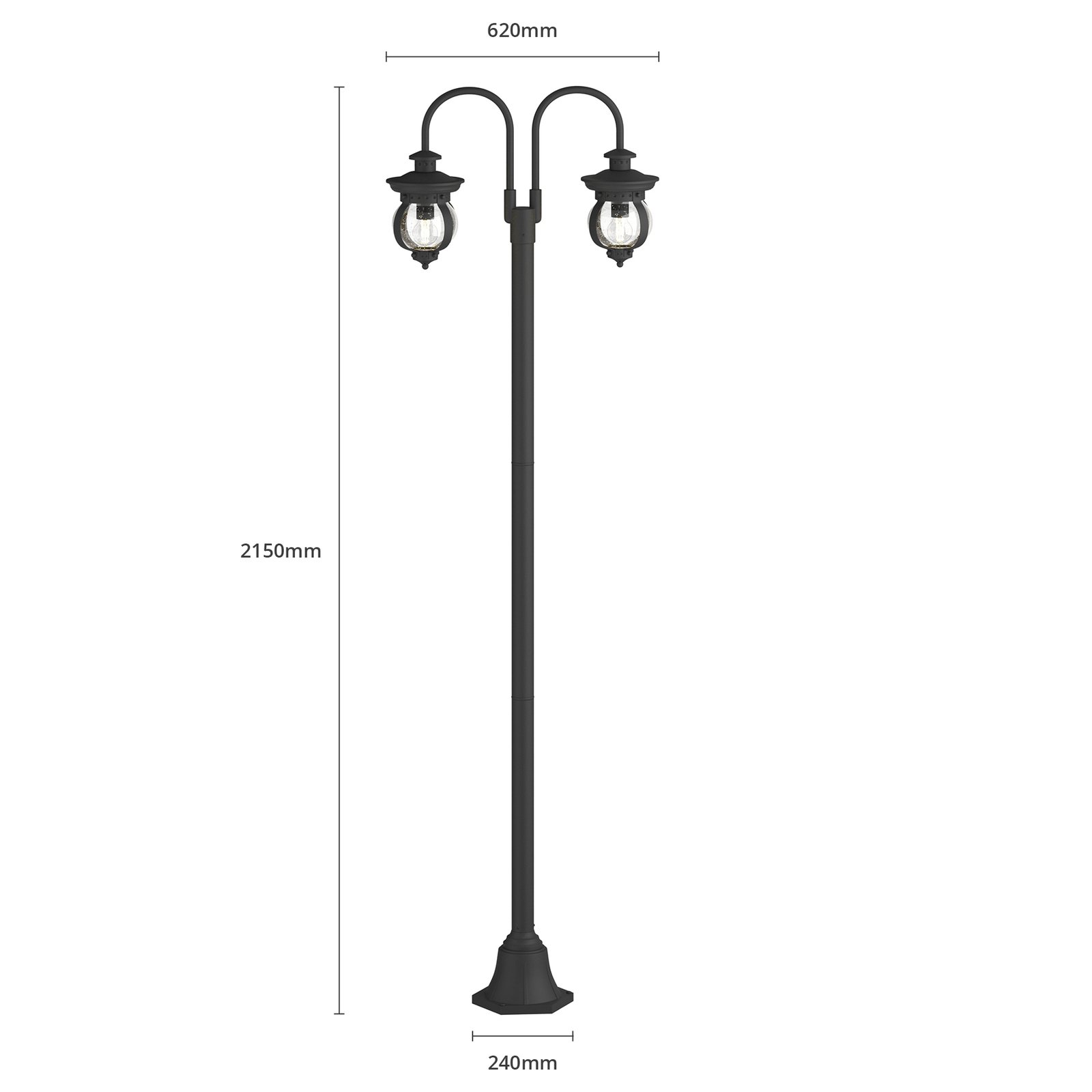 Lindby Außenleuchte Farley, 215 cm, 2-flammig, IP44, E27
