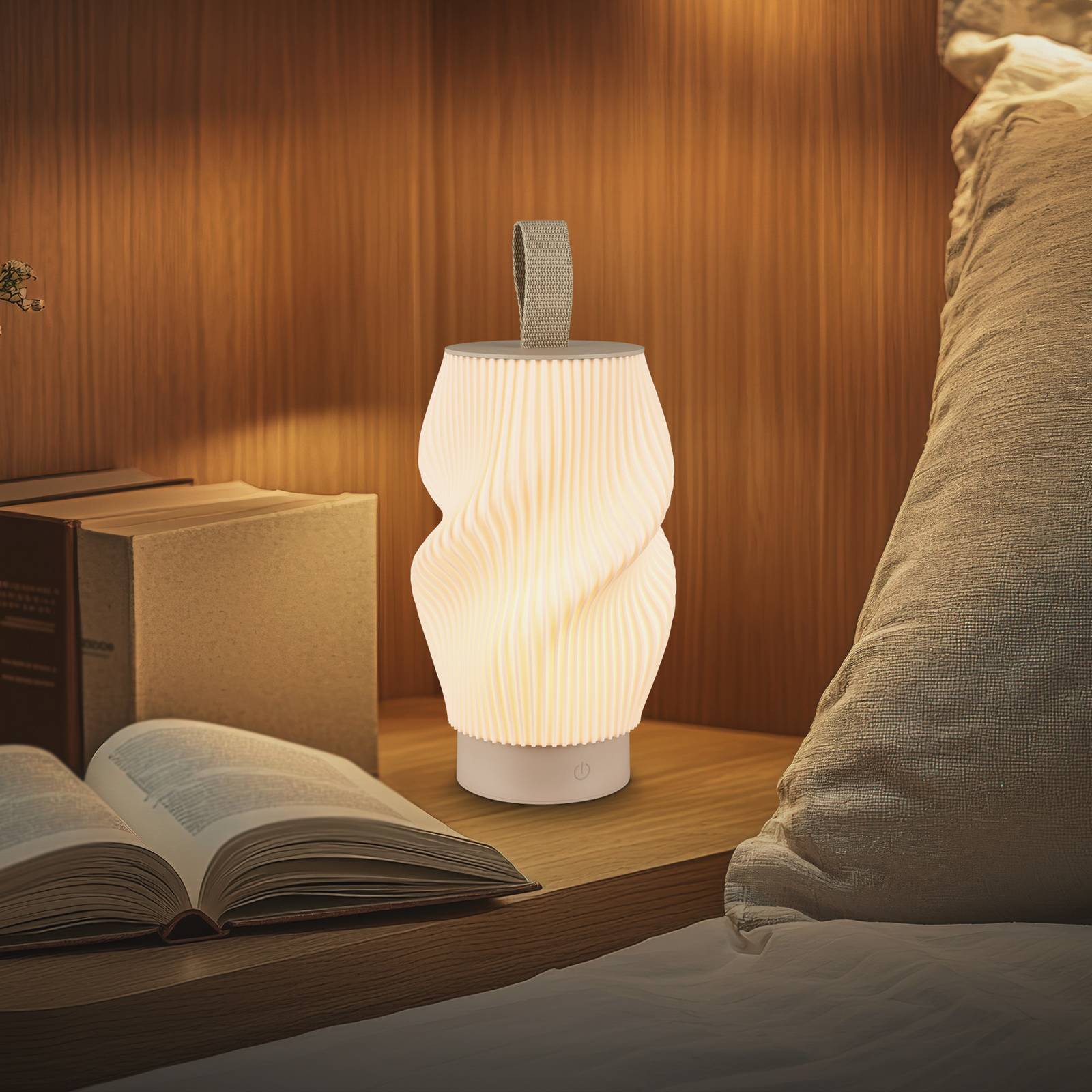 Briloner LED tafellamp op accu Brilo unplugged Tubi, beige/wit, IP44