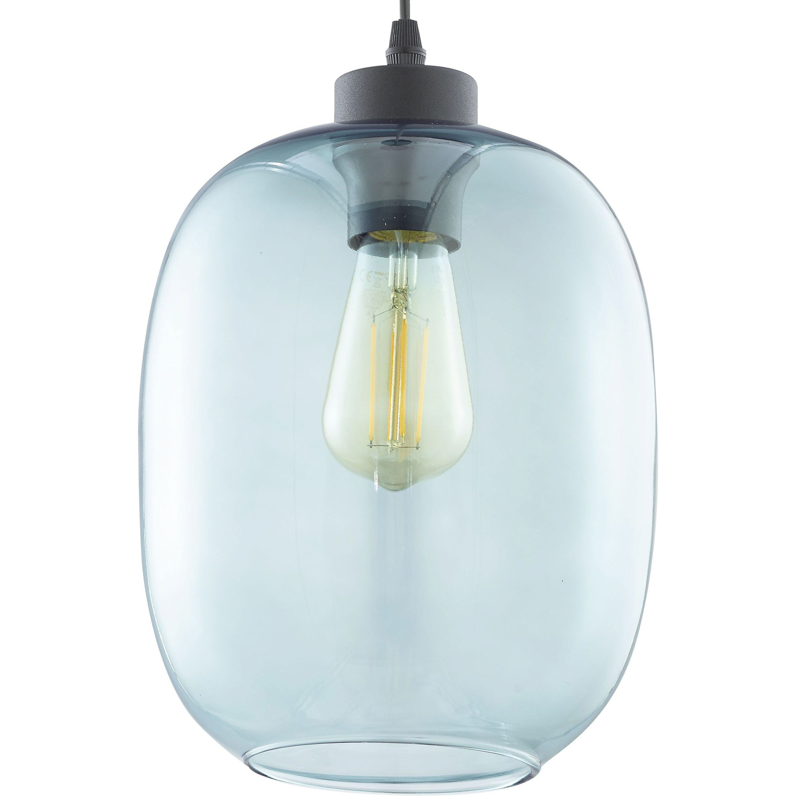Hanglamp Elio, glas, blauw, 1-lamp