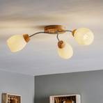 Three-bulb Santa ceiling light with oak