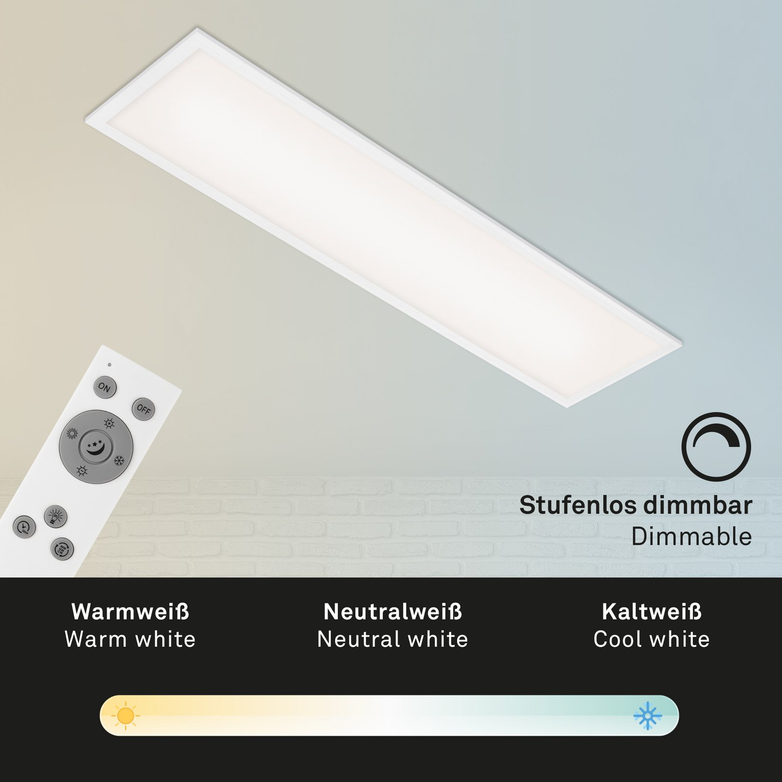 LED-panel Piatto CCT fjärrkontroll, 100 x 25 weiß