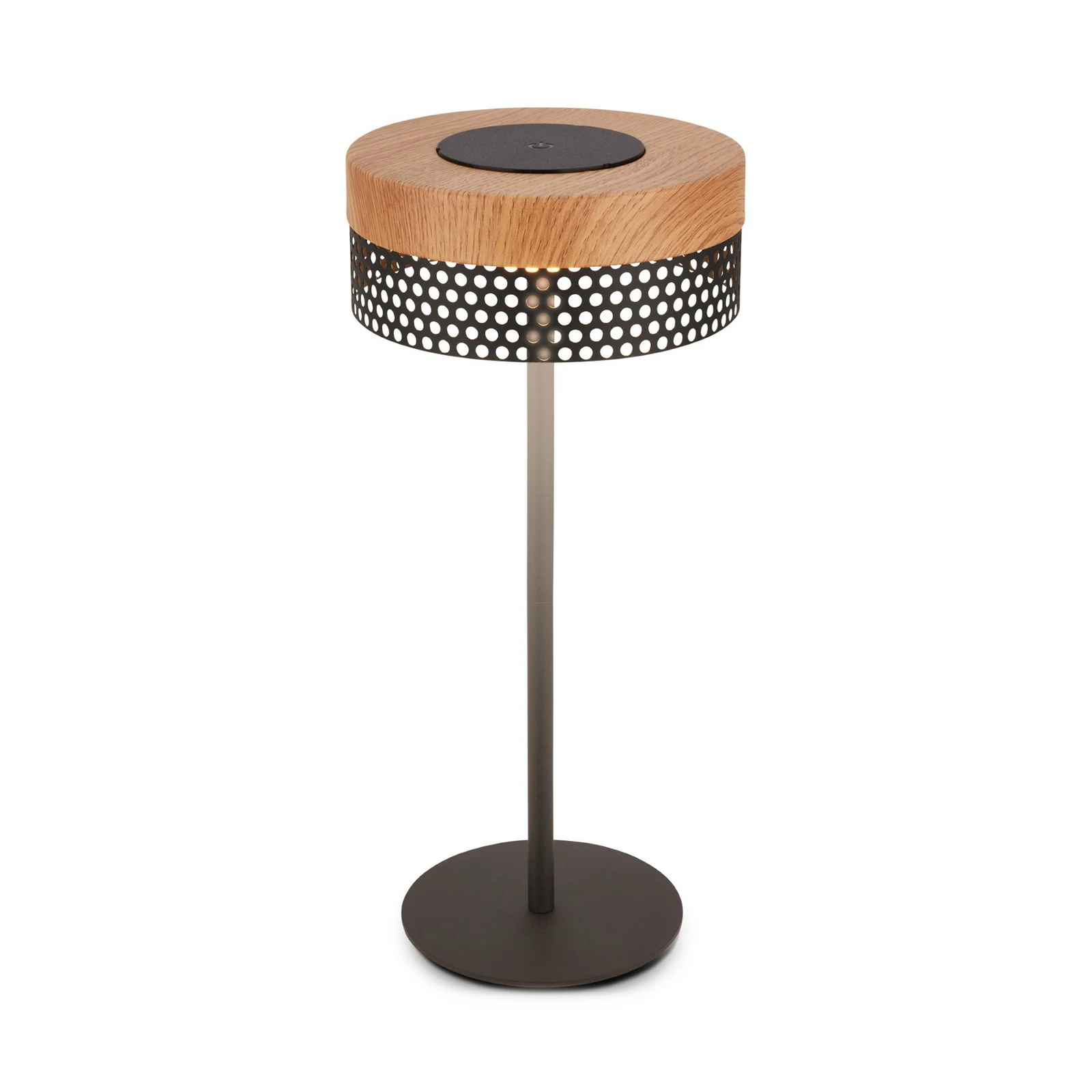 Stolna lampa na baterije Booha, smeđa, metalna, IP44, prigušljiva