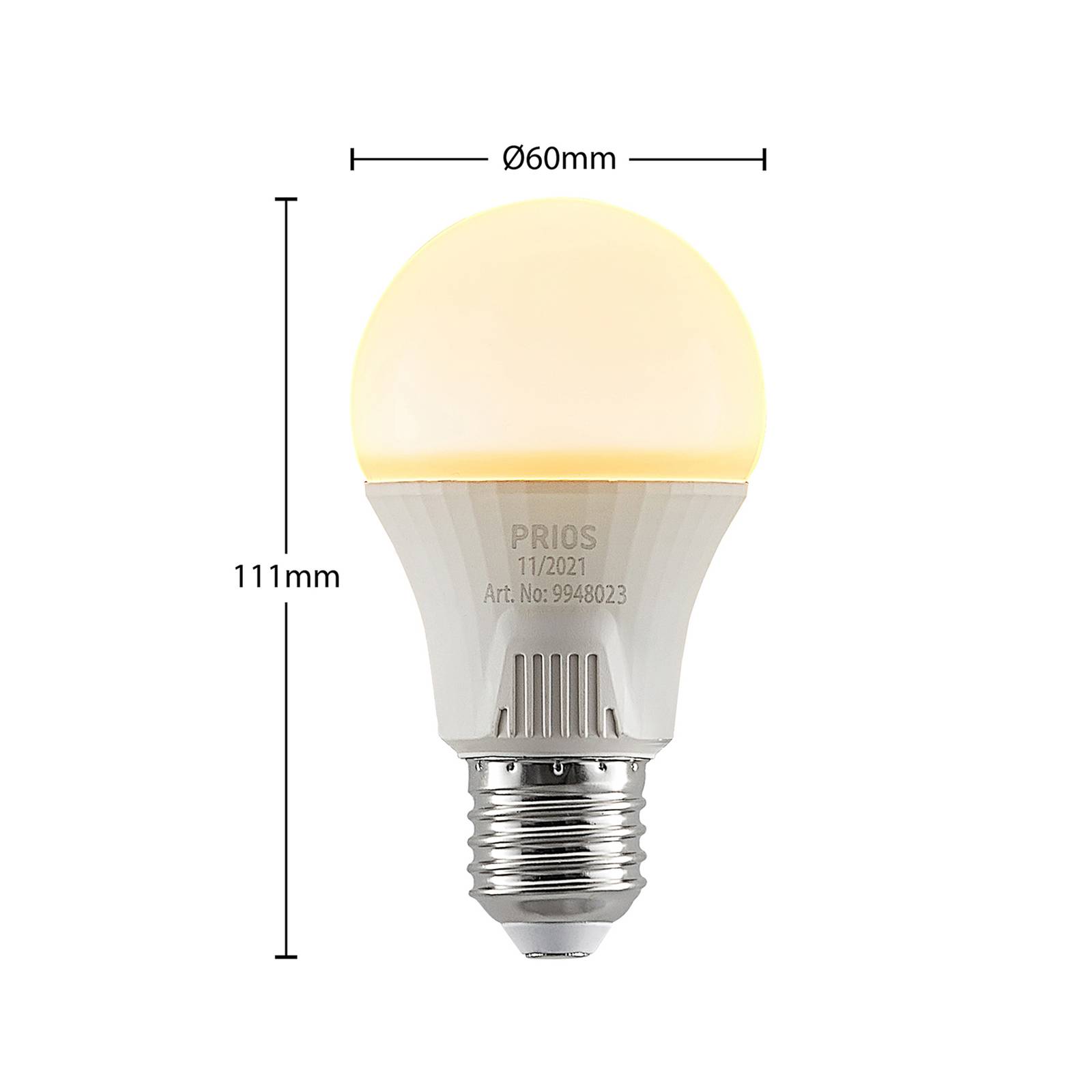 PRIOS Ampoule LED E27 A60 11 W blanc 2 700 K x10