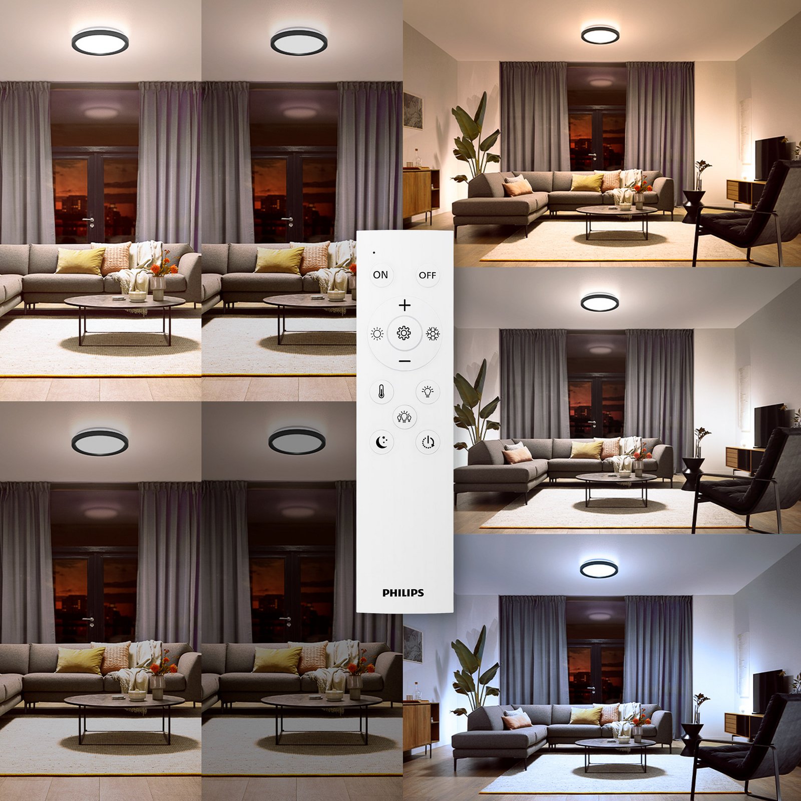 Philips LED φωτιστικό οροφής Aio RD μαύρο Ø 30 cm τηλεχειριστήριο
