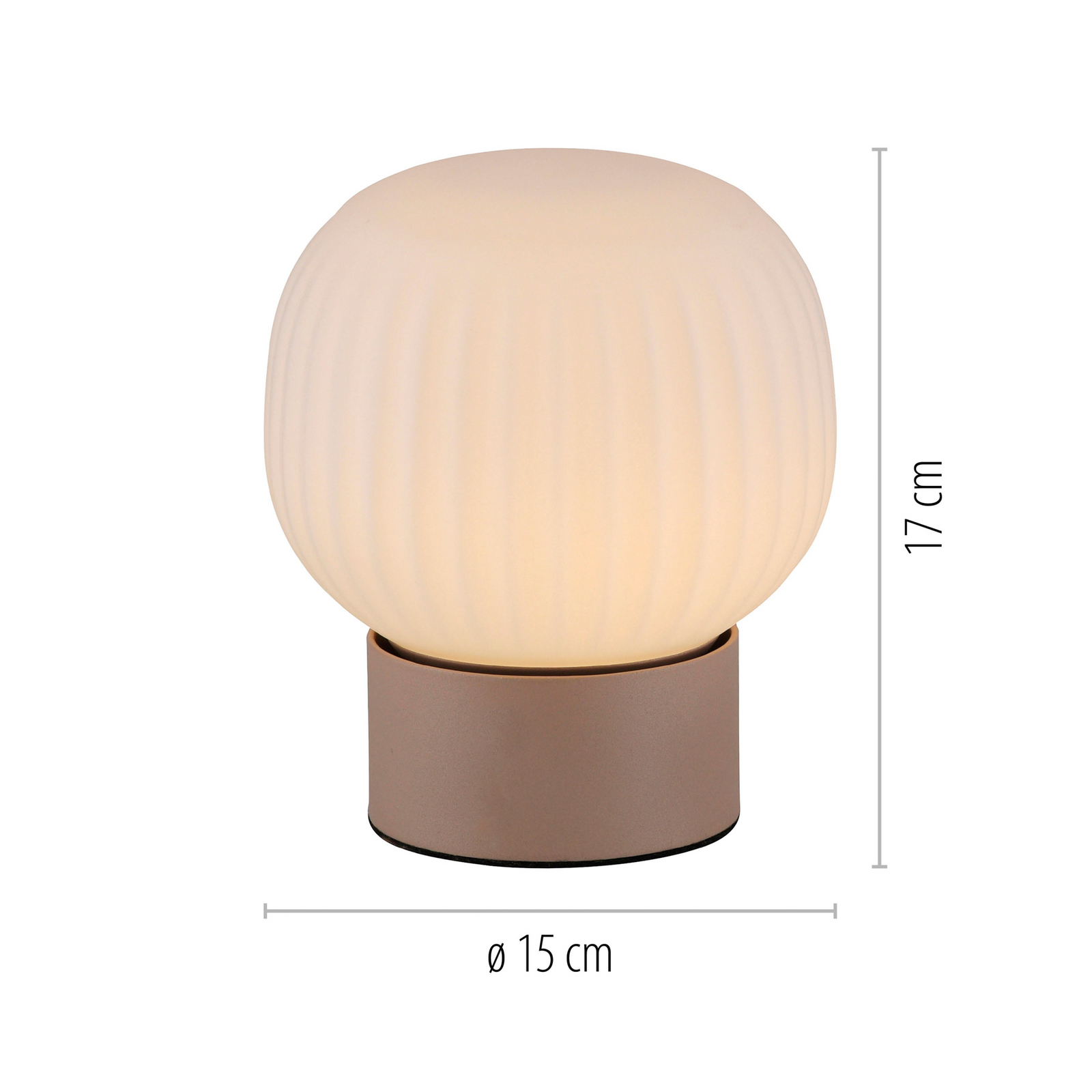 Lampada da tavolo LED Nami, bianco/sabbia, vetro, ferro, altezza 17 cm