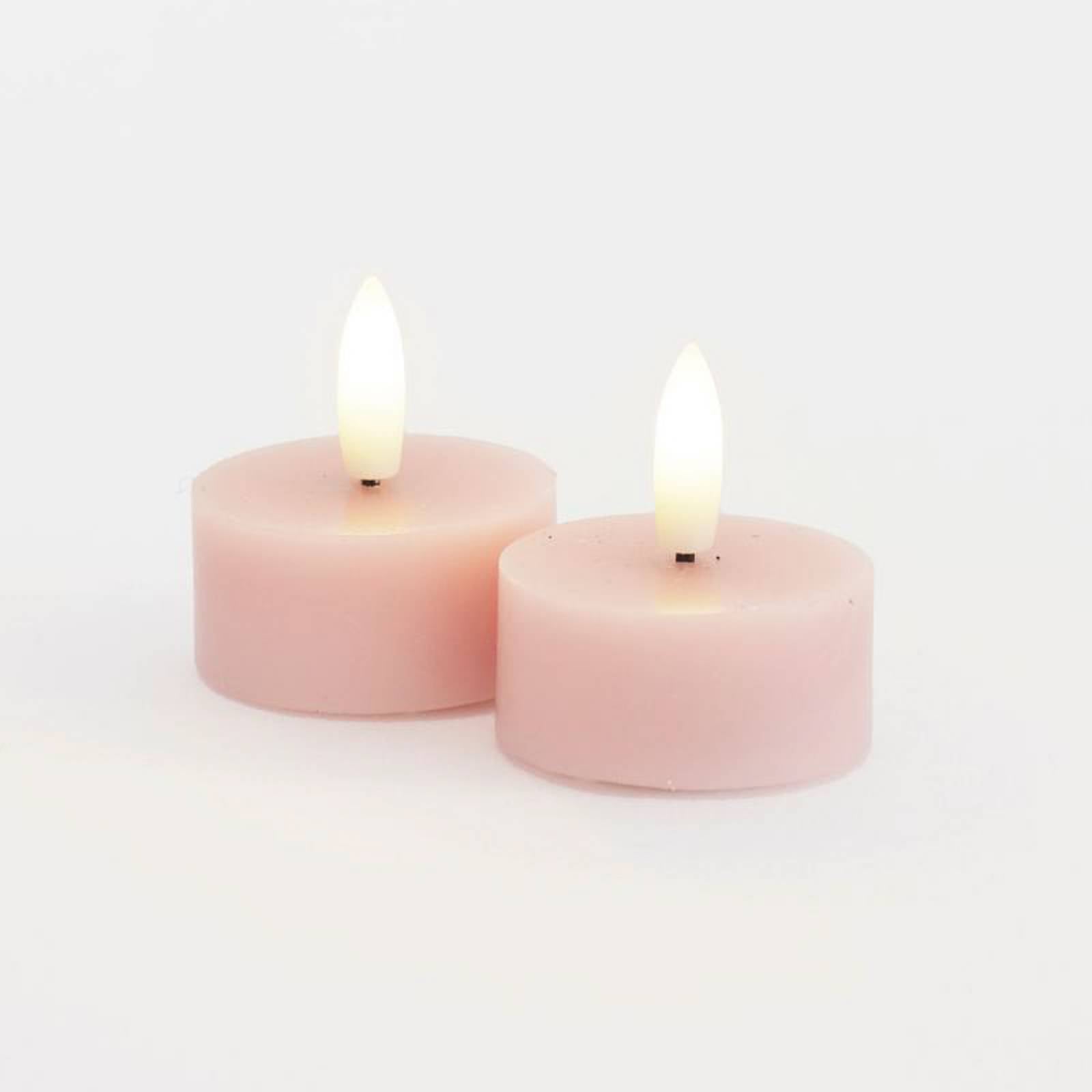 LED-Teelicht Sille, pink, Wachs, 2er-Set, Batteriebetrieb