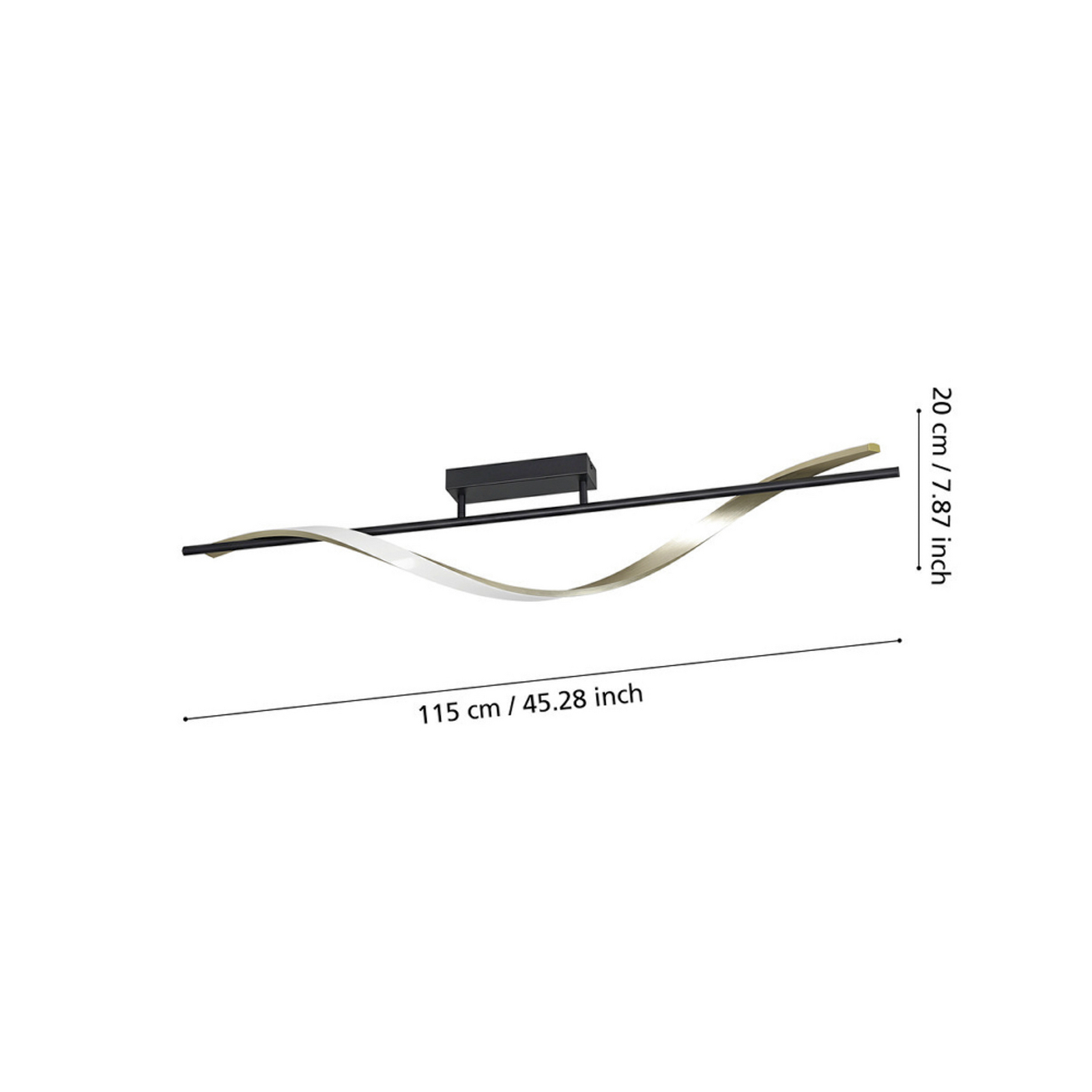 Plafonnier LED EGLO CONAPRATO, noir/laiton, 115 cm, CCT