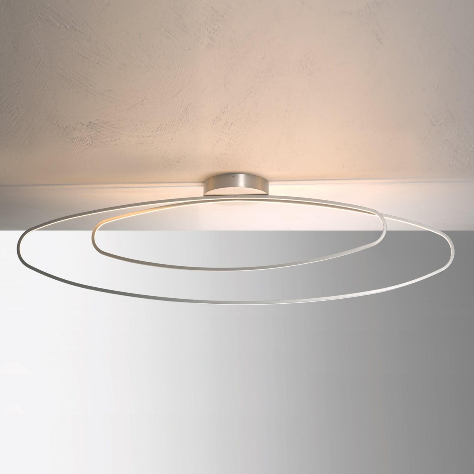 BOPP Delicate LED ceiling lamp Flair, aluminium, for Living / Dining Room, aluminium, 44 W, energy efficiency: A+, L: 135 cm, H: 38 cm