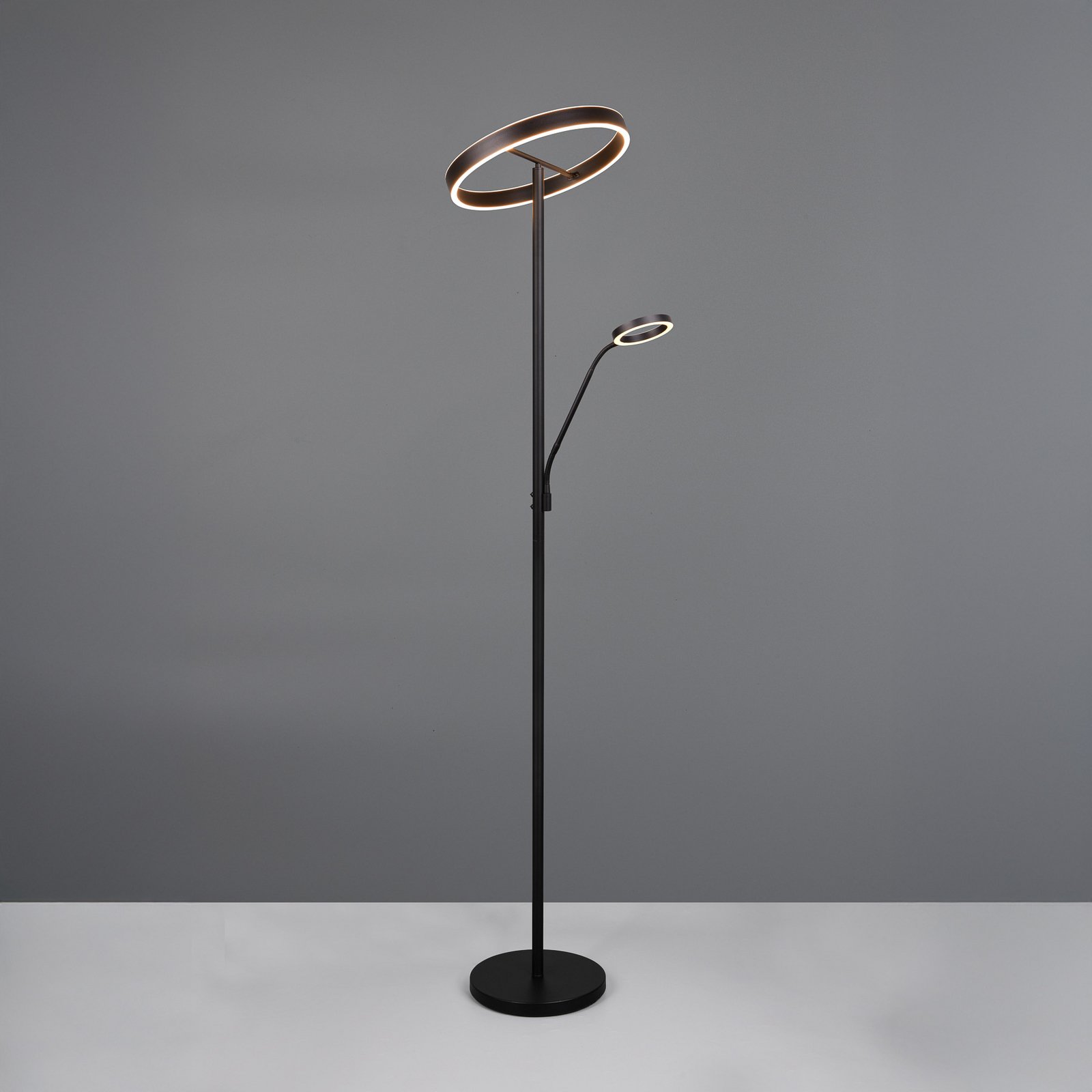 LED stāvlampa Willis, melna, augstums 180 cm, metāla CCT dimmeris