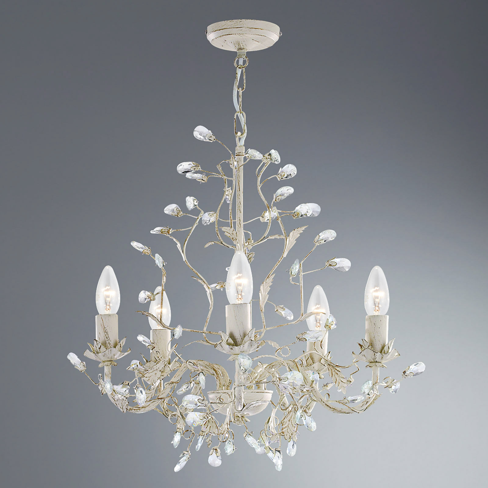 Candelabru Almandite 5 becuri crem-auriu