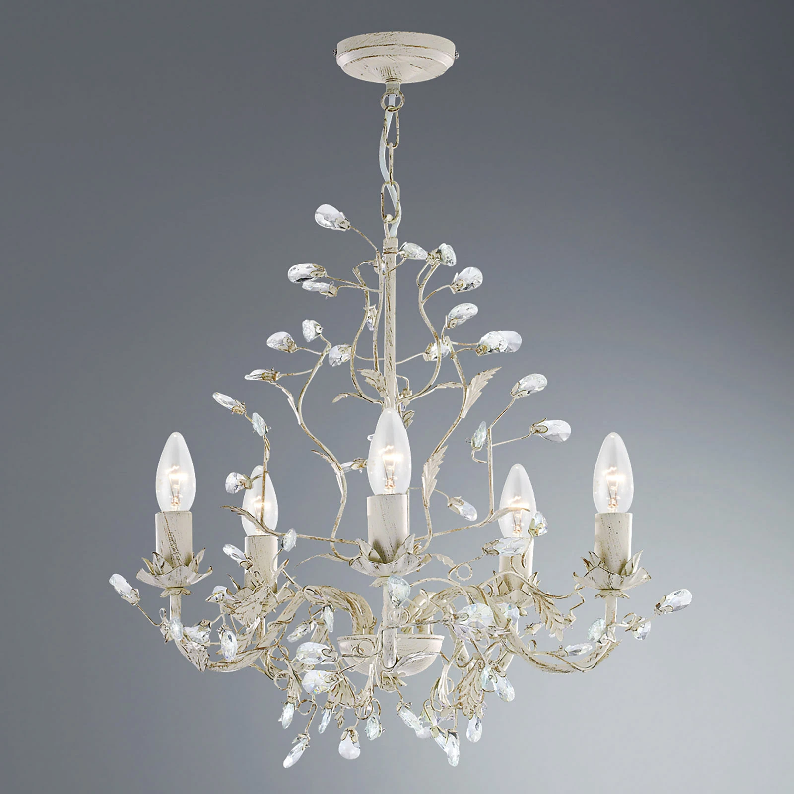 2495-5BR Almandite 5 Light Chandelier With Crystal Droplets