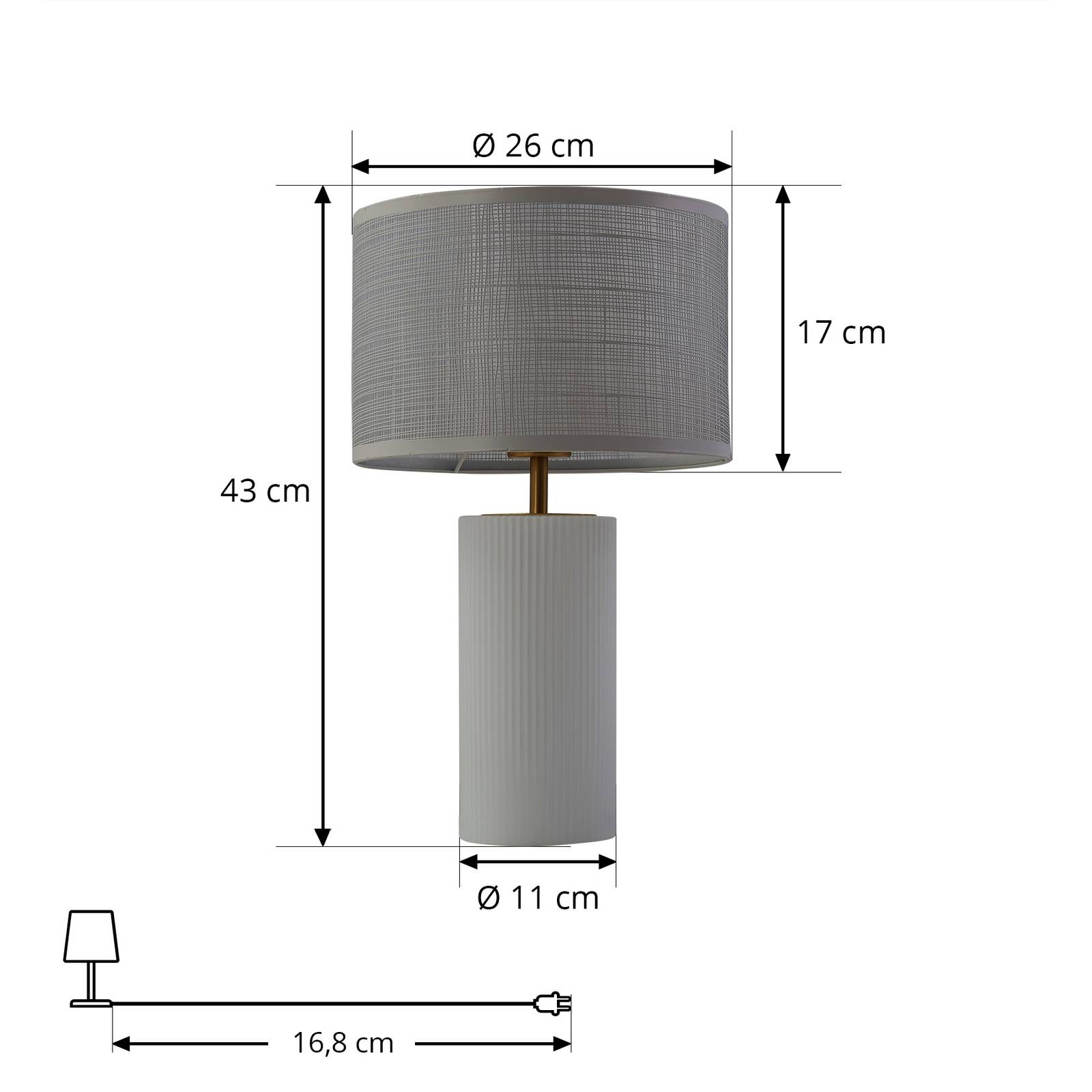 Lampa stołowa Lindby Sorscha, biała, żelazo, Ø 26 cm