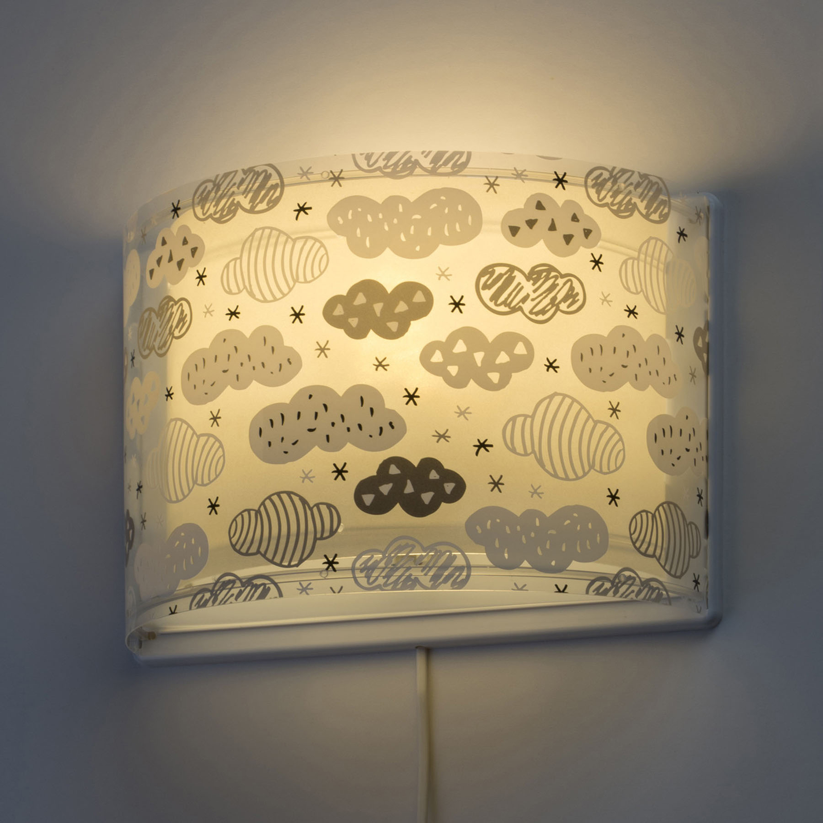 Children's wall light Clouds in grey