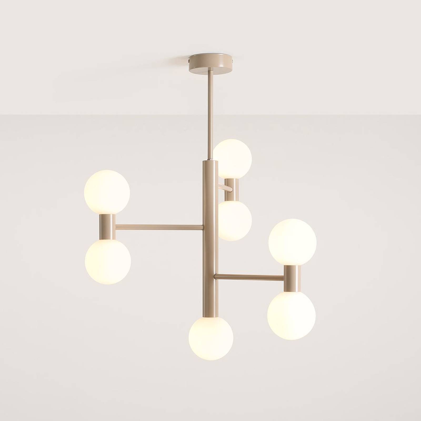 Deckenleuchte Flare 7, beige, 7-flammig, Glas, Metall günstig online kaufen