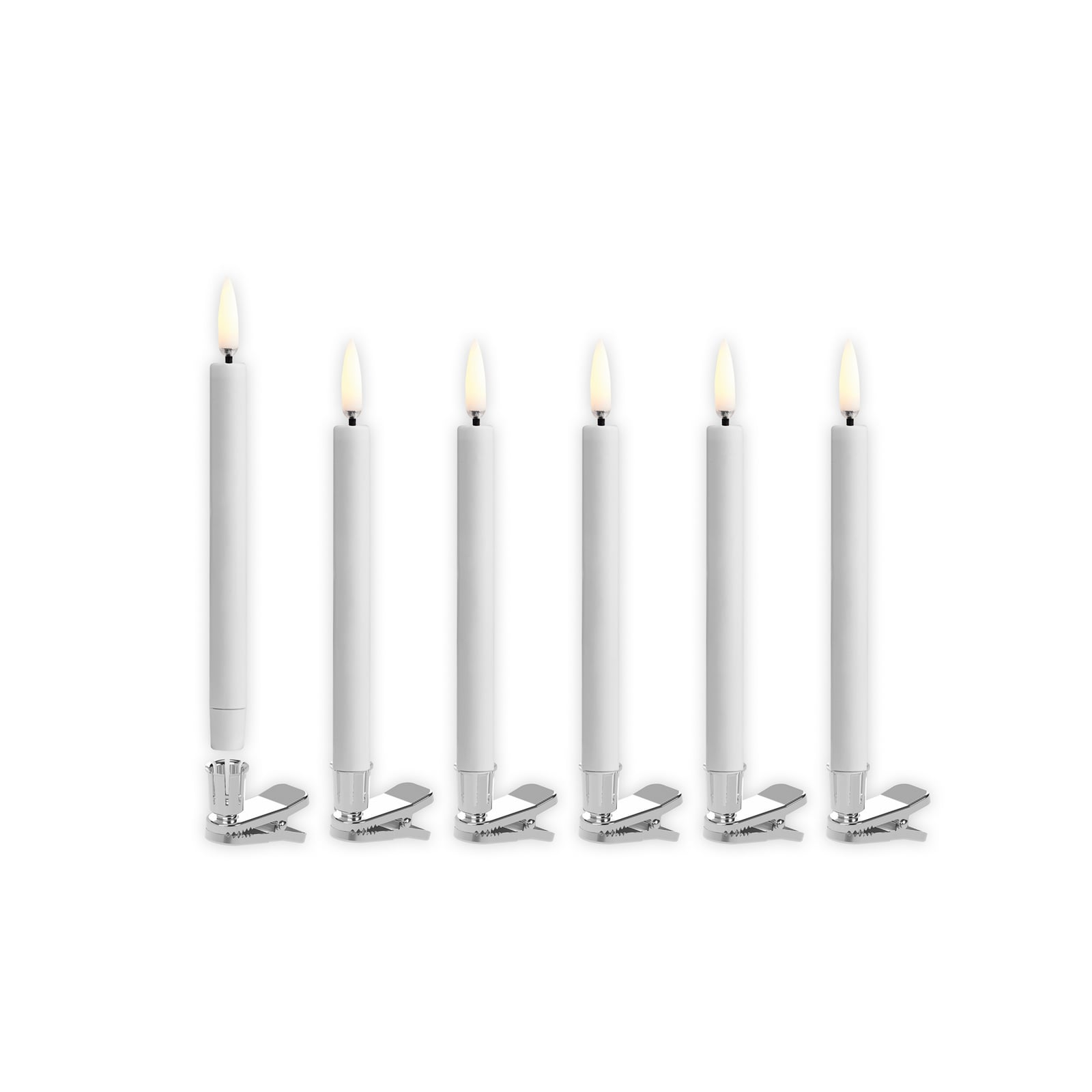 Taper Mini LED-gyertya, fehér/ezüst, 6 darabos készlet – Uyuni Lightning Taper Mini LED-gyertya, fehér/ezüst, 6 darabos készlet – Uyuni Lightning