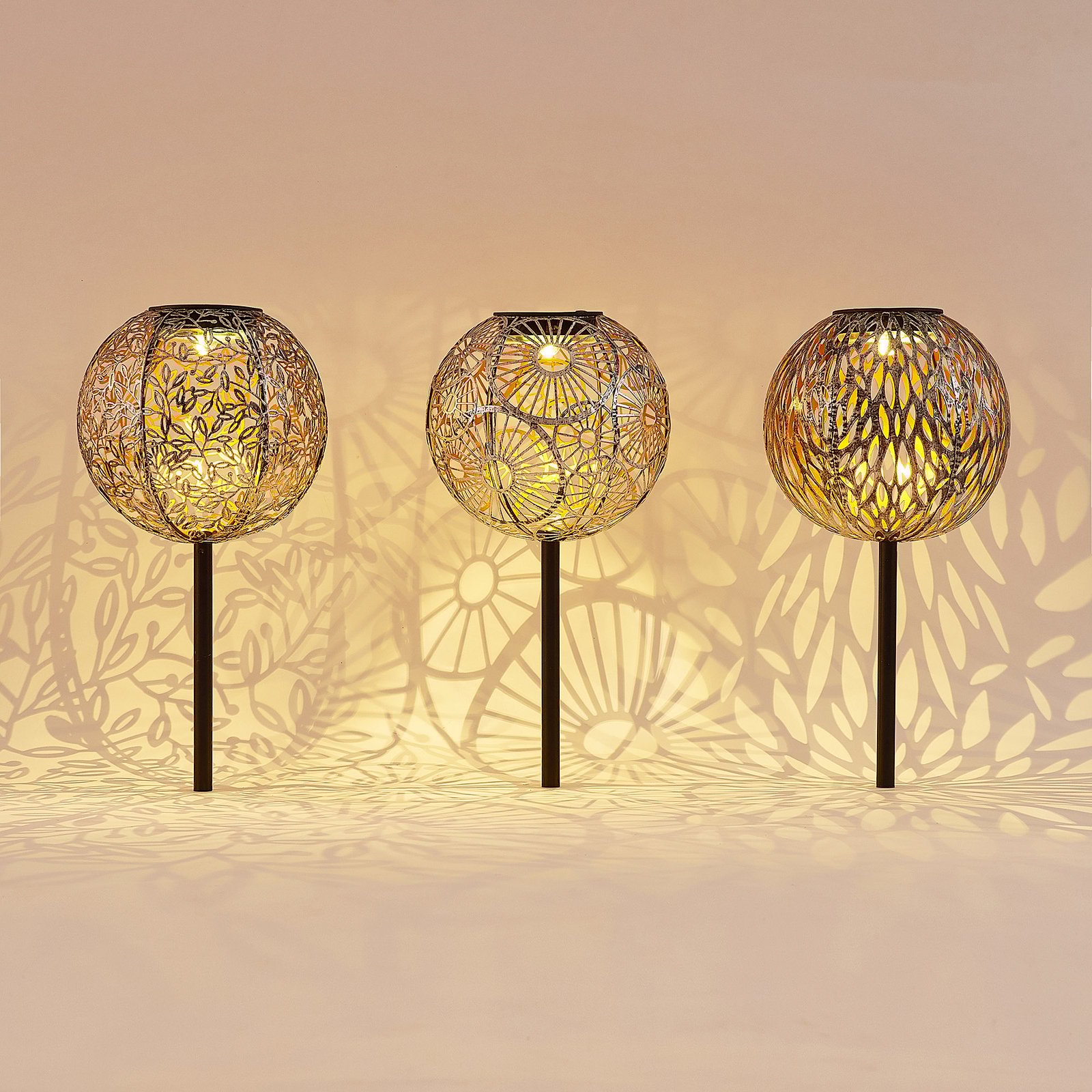 Vilani LED Solar Cell Garden Lamp 3 pcs. Silver - Lindby
