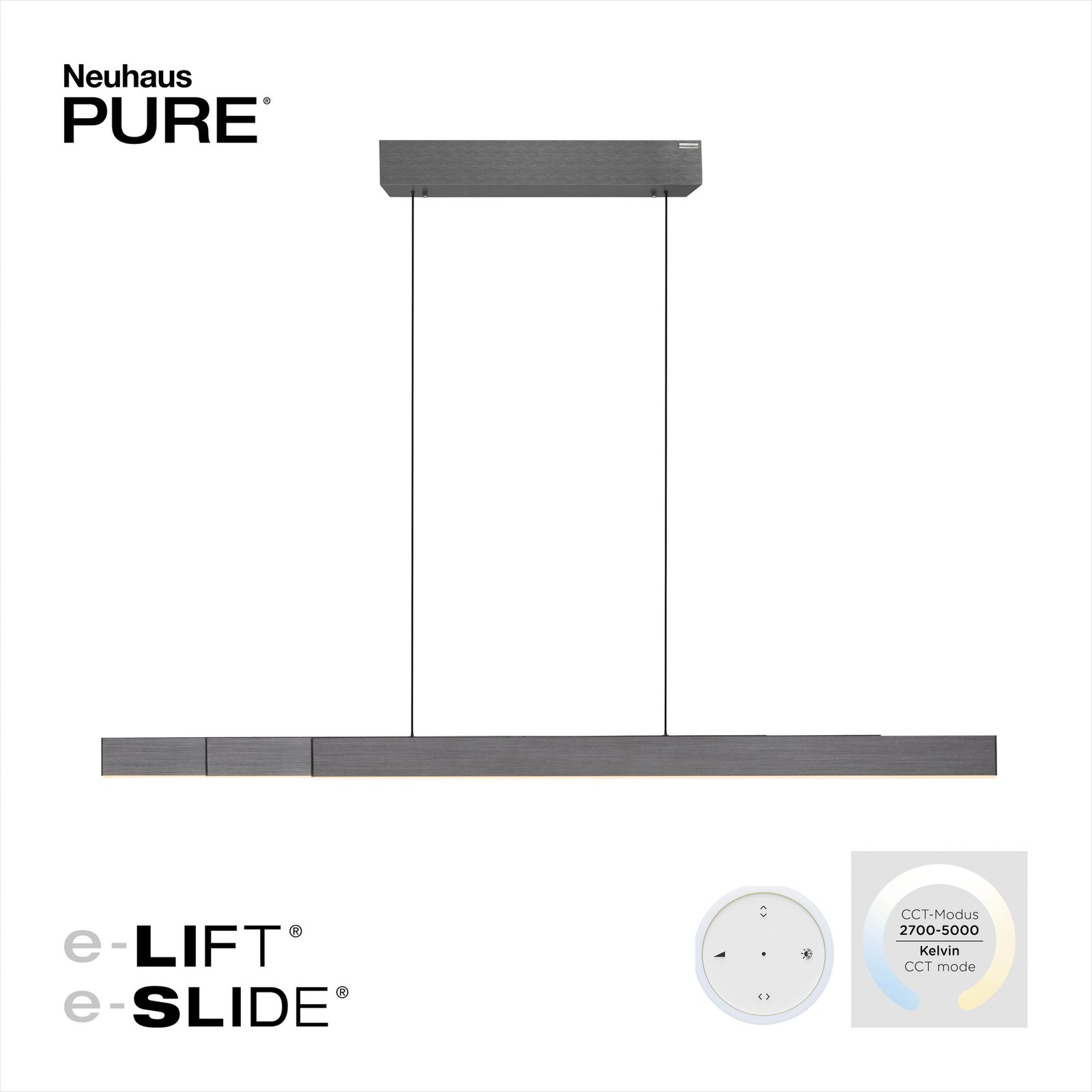 PURE Moto-Rise LED-hængelampe med CCT, grå