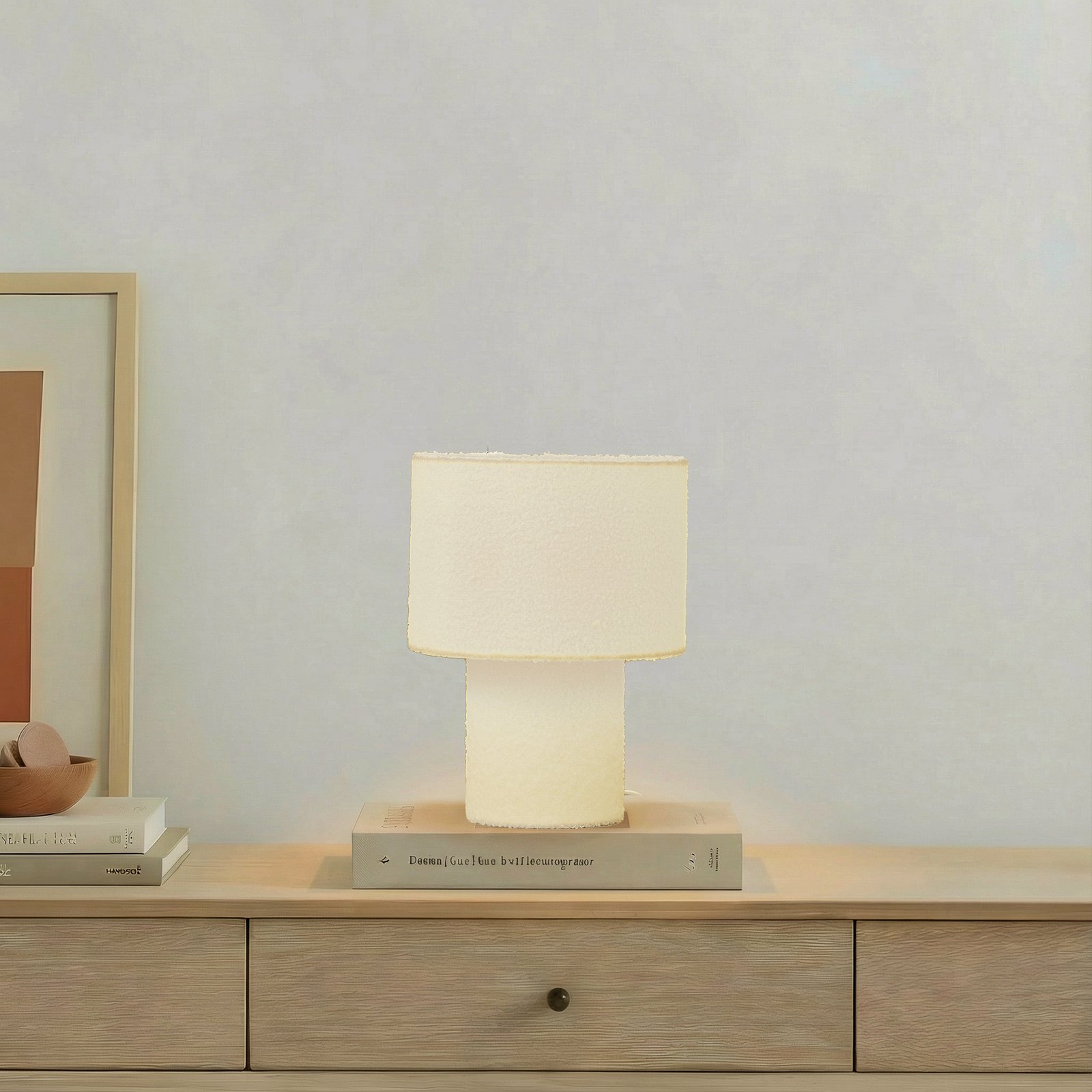 Lampada da tavolo Lindby Jone, bianco, tessuto, 30 cm