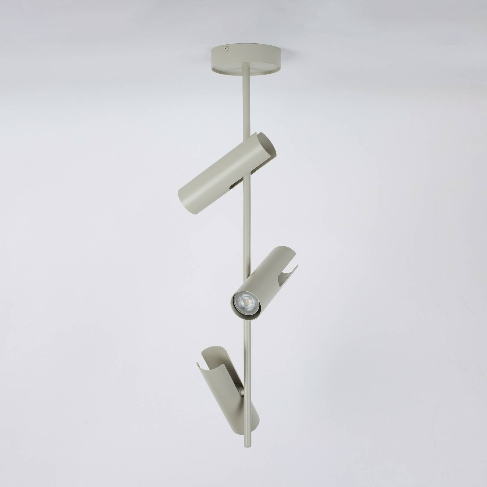 Reflektor sufitowy Leda 3, taupe, 3-punktowa, stal, GU10, wysokość 76 cm