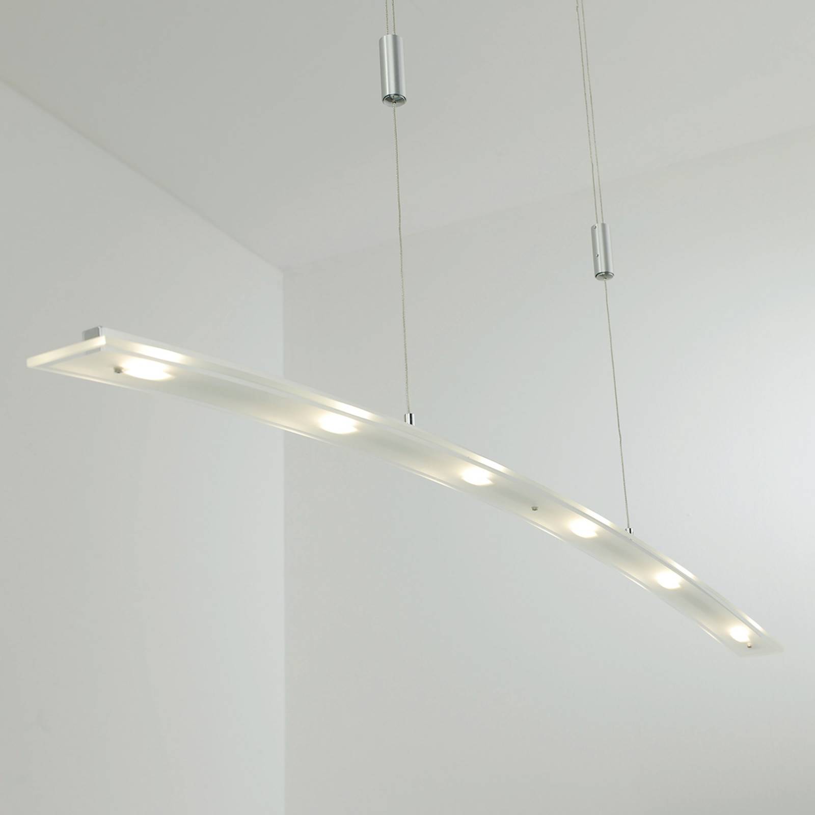 Suspension LED en verre Juna, variable, 116 cm