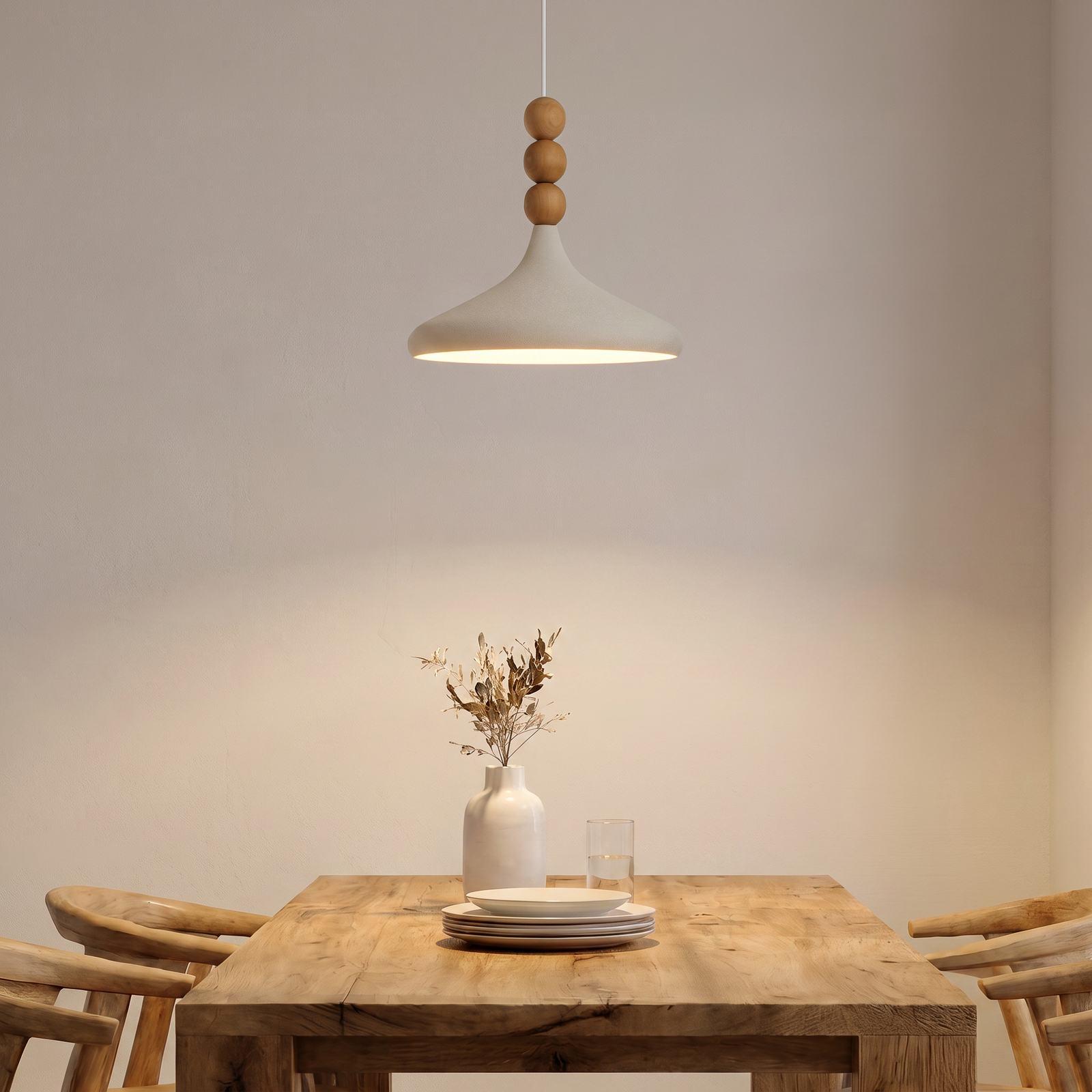 Hängeleuchte Eysan, beige, Ø 35 cm, Metall, E27