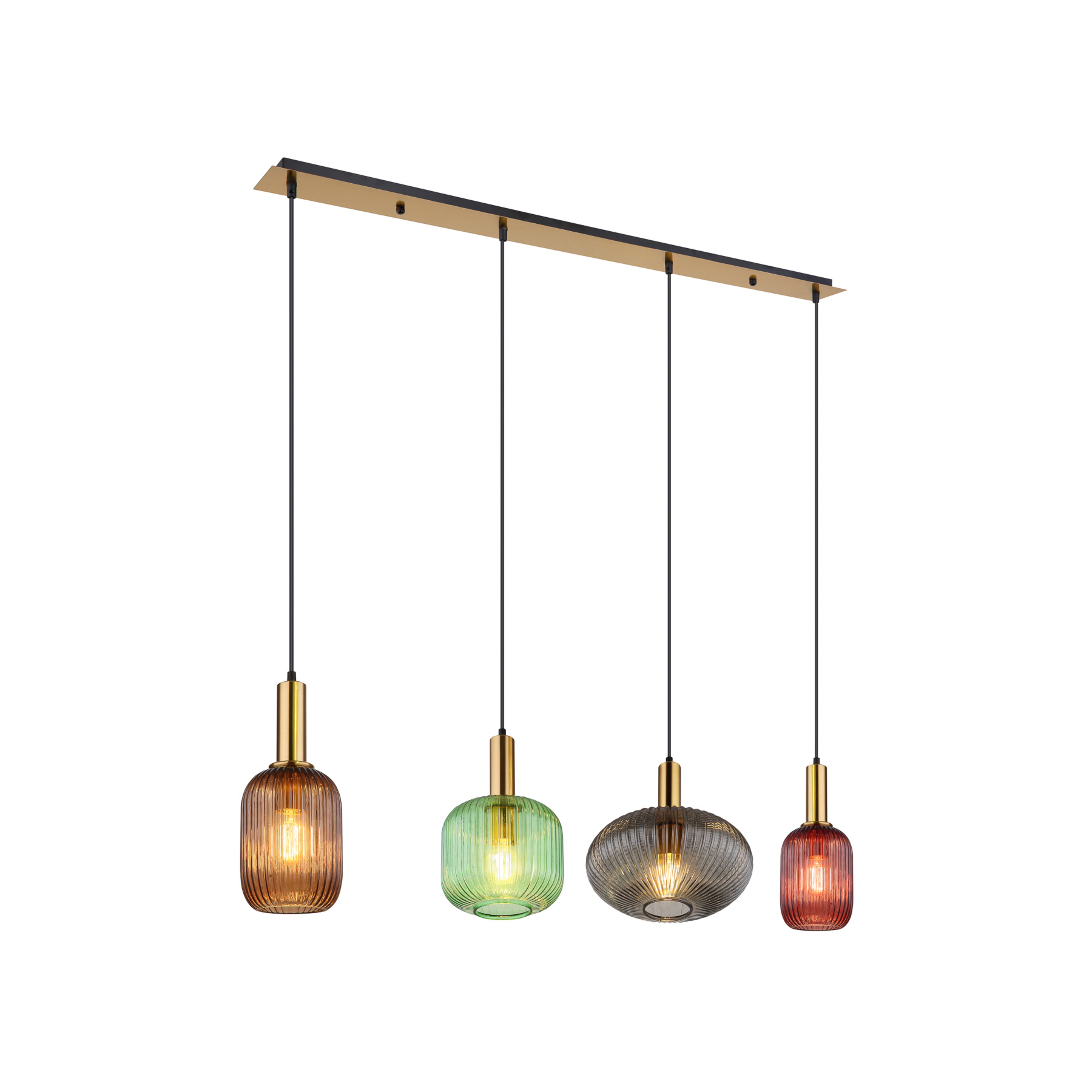 Pendellampe Normy, Länge 115 cm, bunt, Glas, 4-flg.
