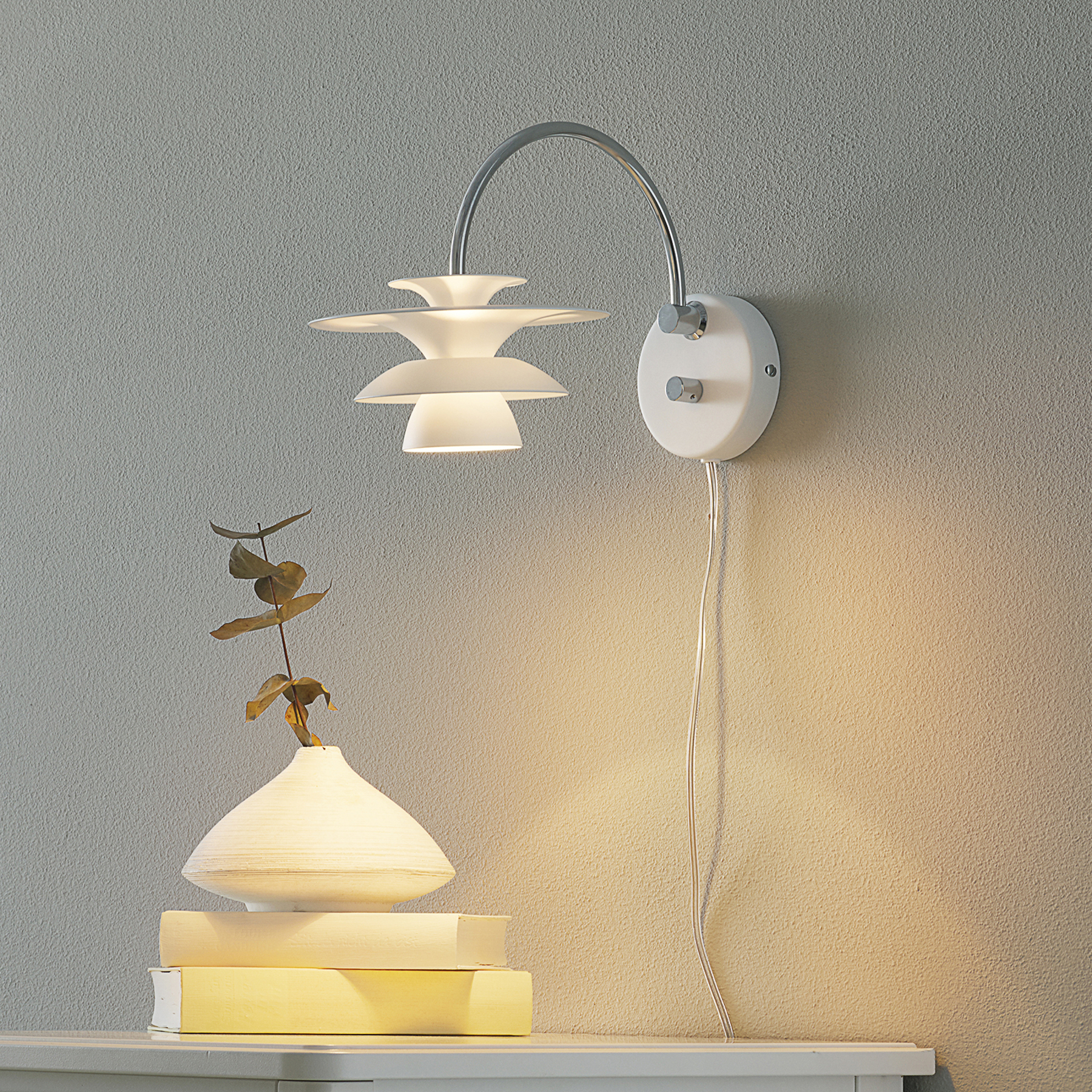 BELID Picasso wall light with a dimmer and plug, for Living / Dining Room, metal, GY6.35, 35 W, energy efficiency: C, H: 20.2 cm